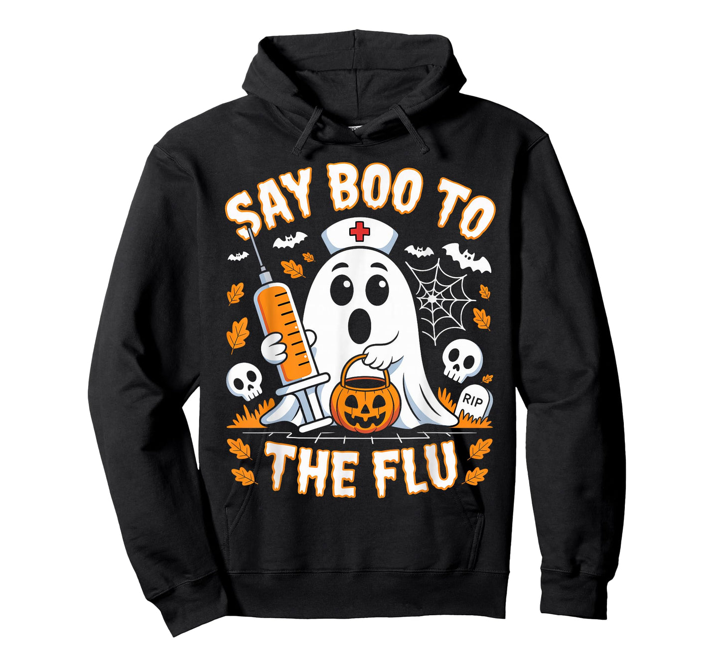 Say Boo to The Flu Ghost Nurse Design T-Shirt