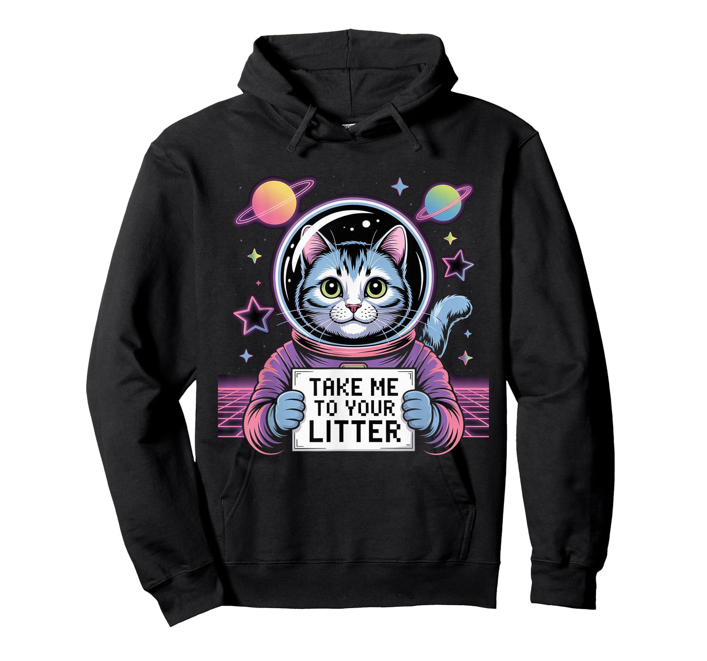 Take Me to Your Litter Funny Cat UFO Alien Space Men Women T-Shirt