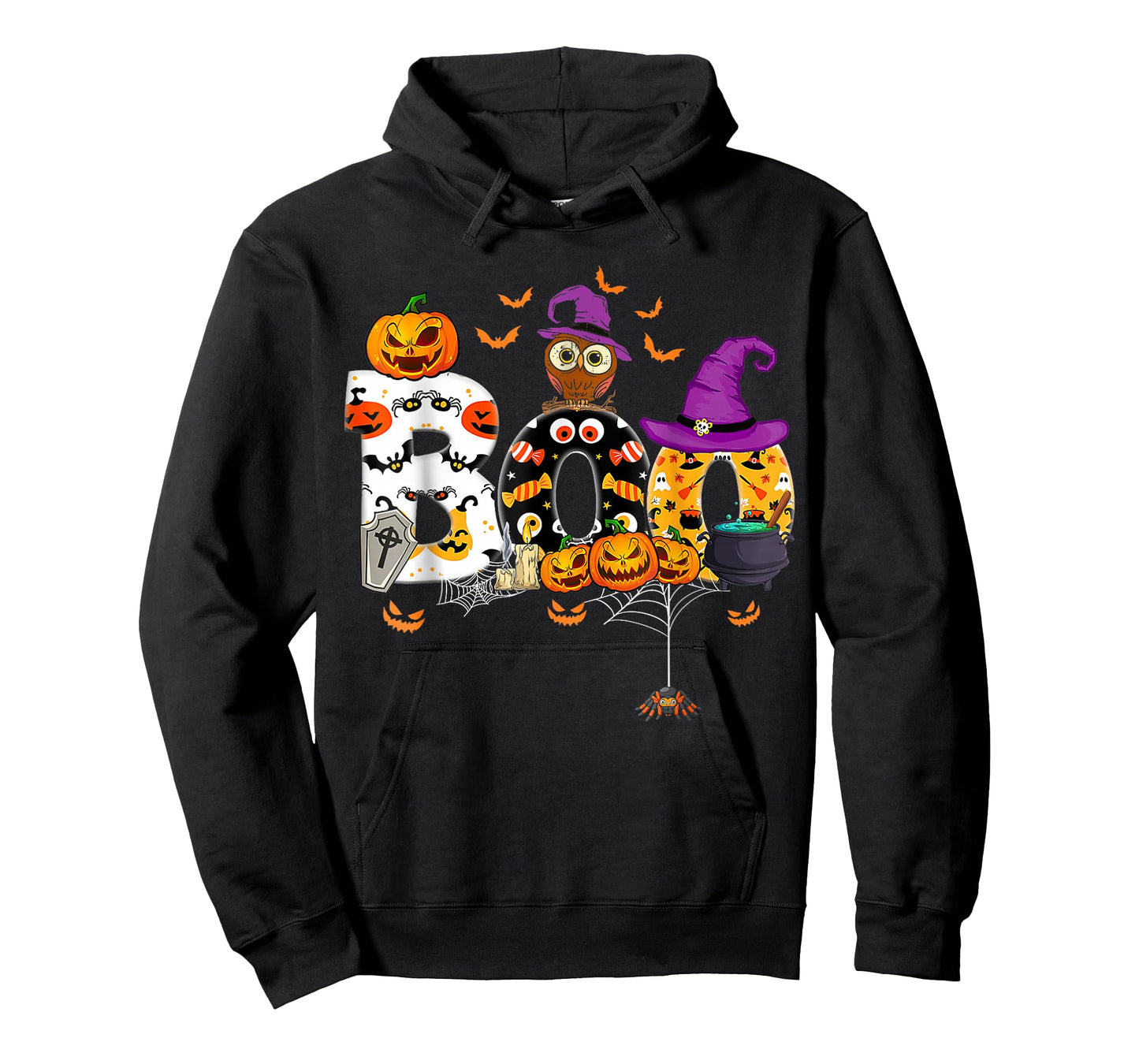 Boo Creepy Owl Pumpkin Ghost Halloween Men Women Kids T-Shirt
