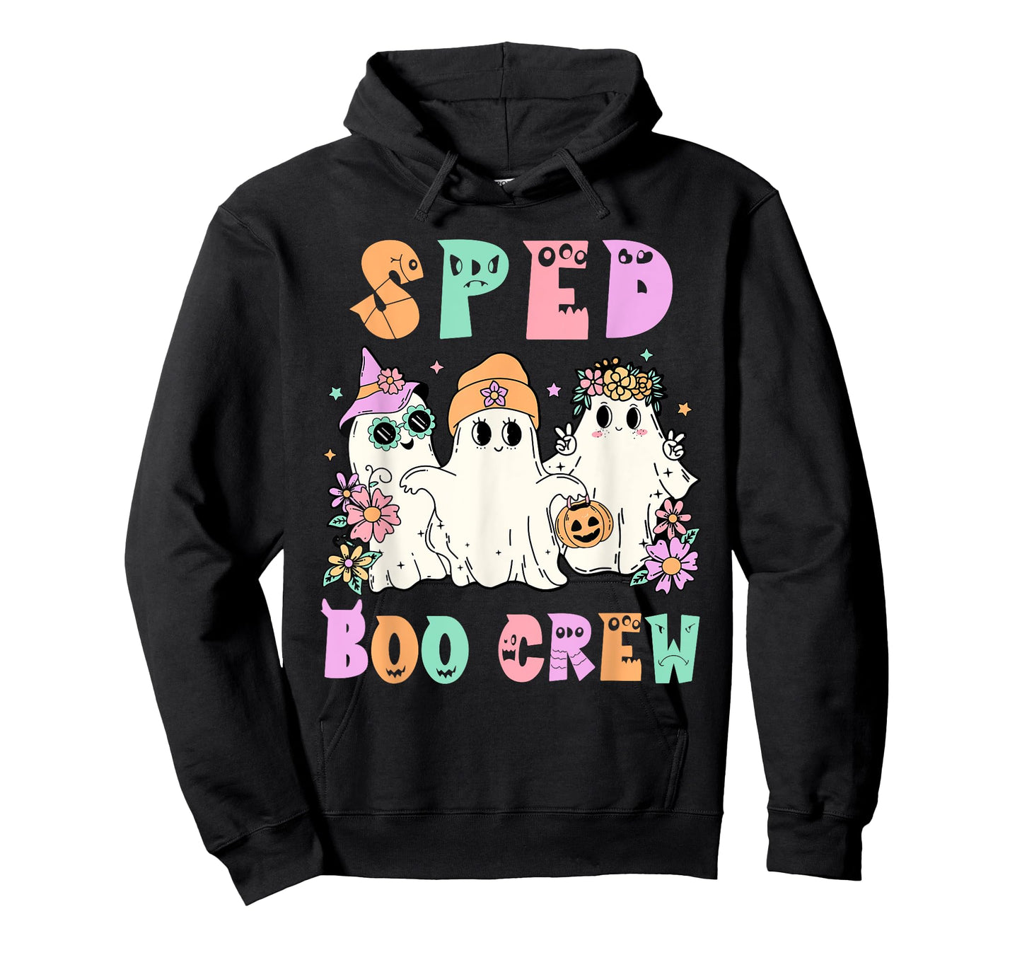 Floral SPED Boo Crew Halloween Ghost Special Ed SPED Teacher Men Women T-Shirt