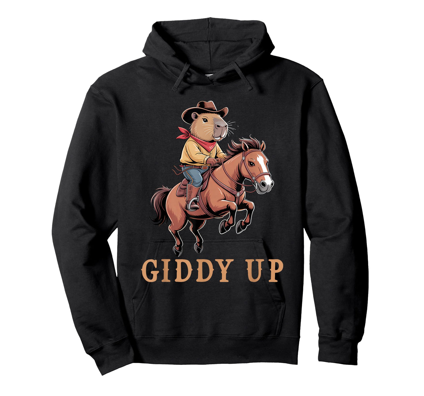 Funny Capybara Cowboy Riding Horse Giddy Up Vintage Rodeo T-Shirt