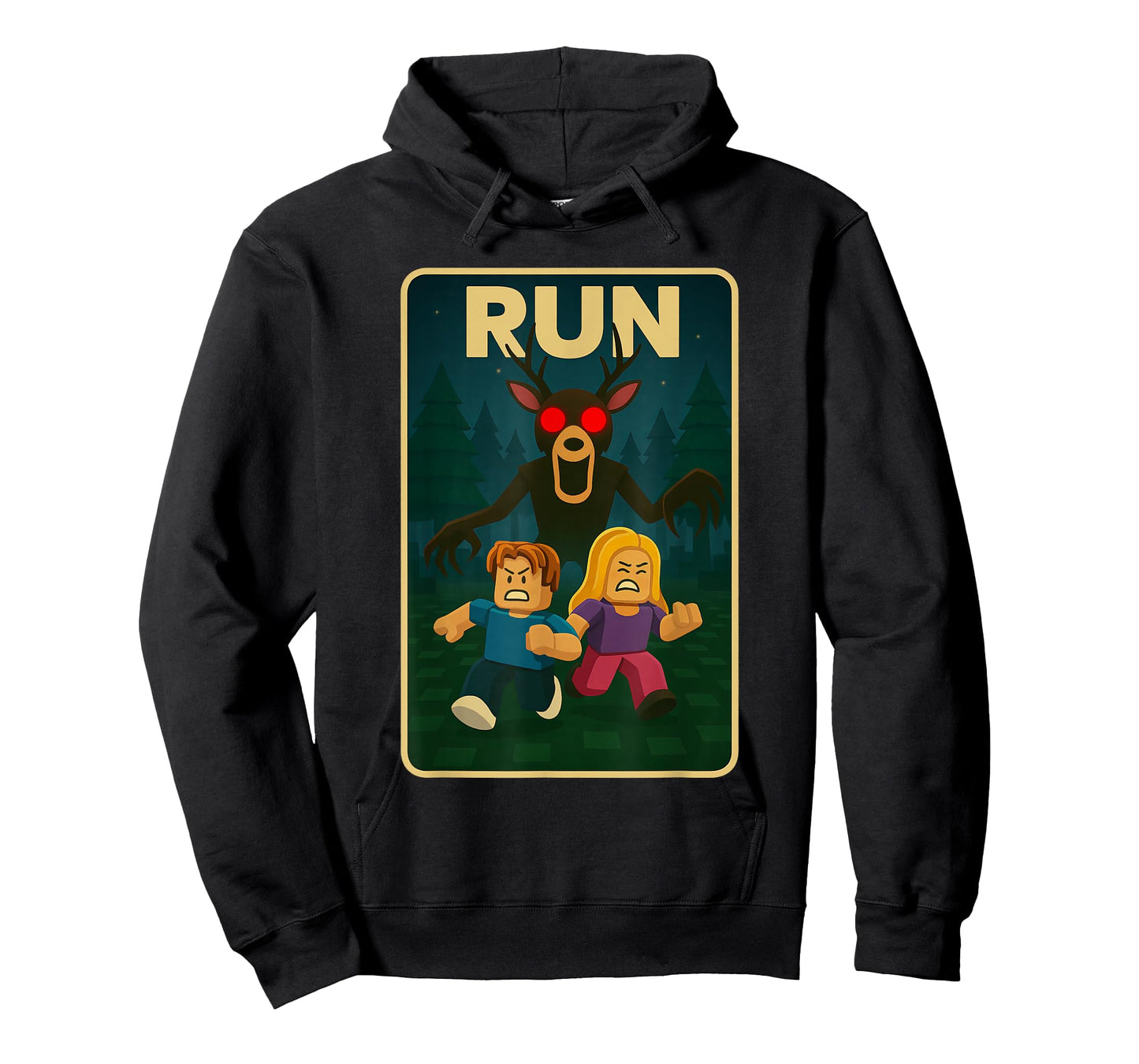 Run - 99 Nights Halloween Gamer Deer in The Forest Kids Meme T-Shirt