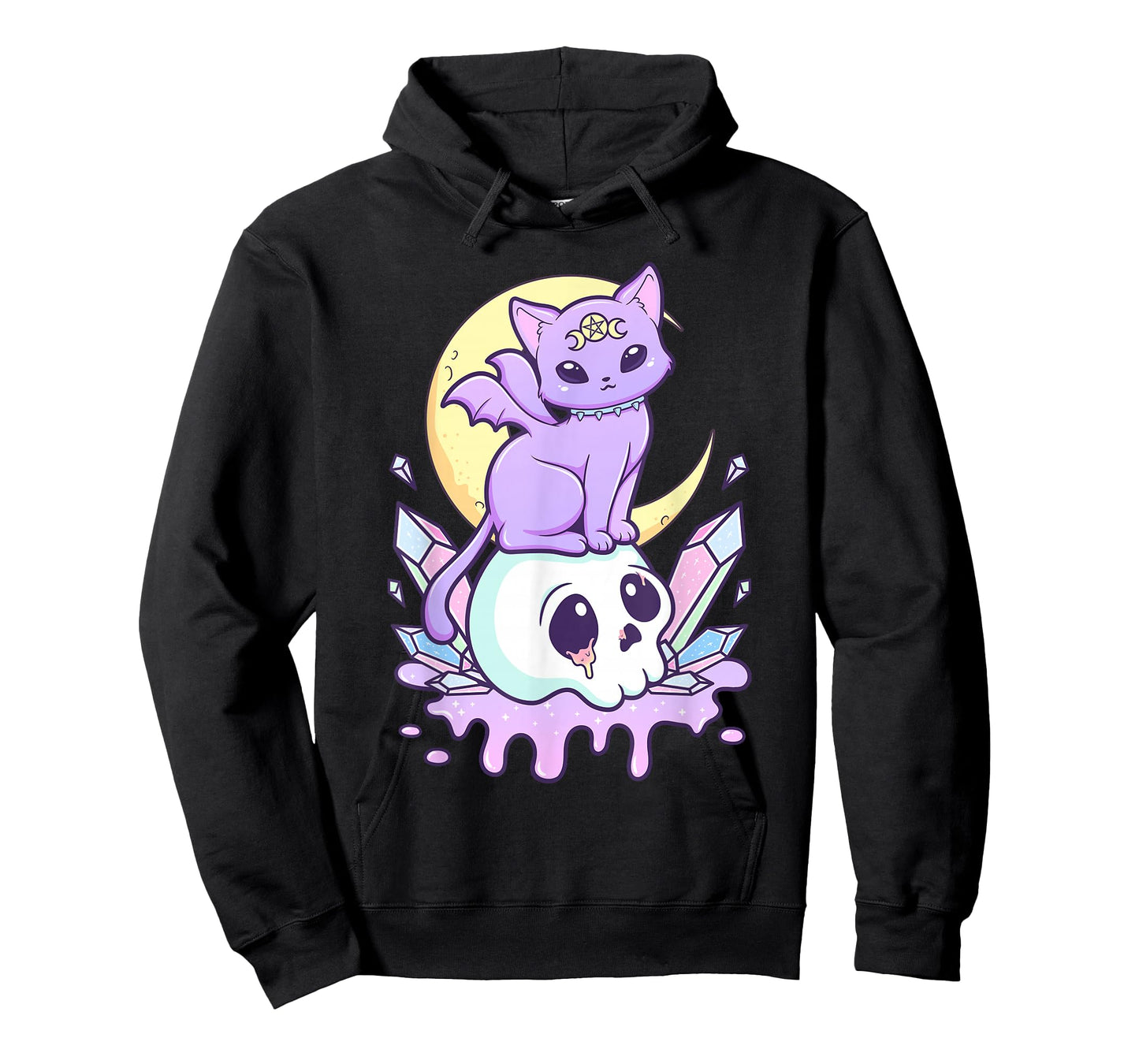 Kawaii Pastel Goth Cute Scary Witchy Cat and Skull T-Shirt