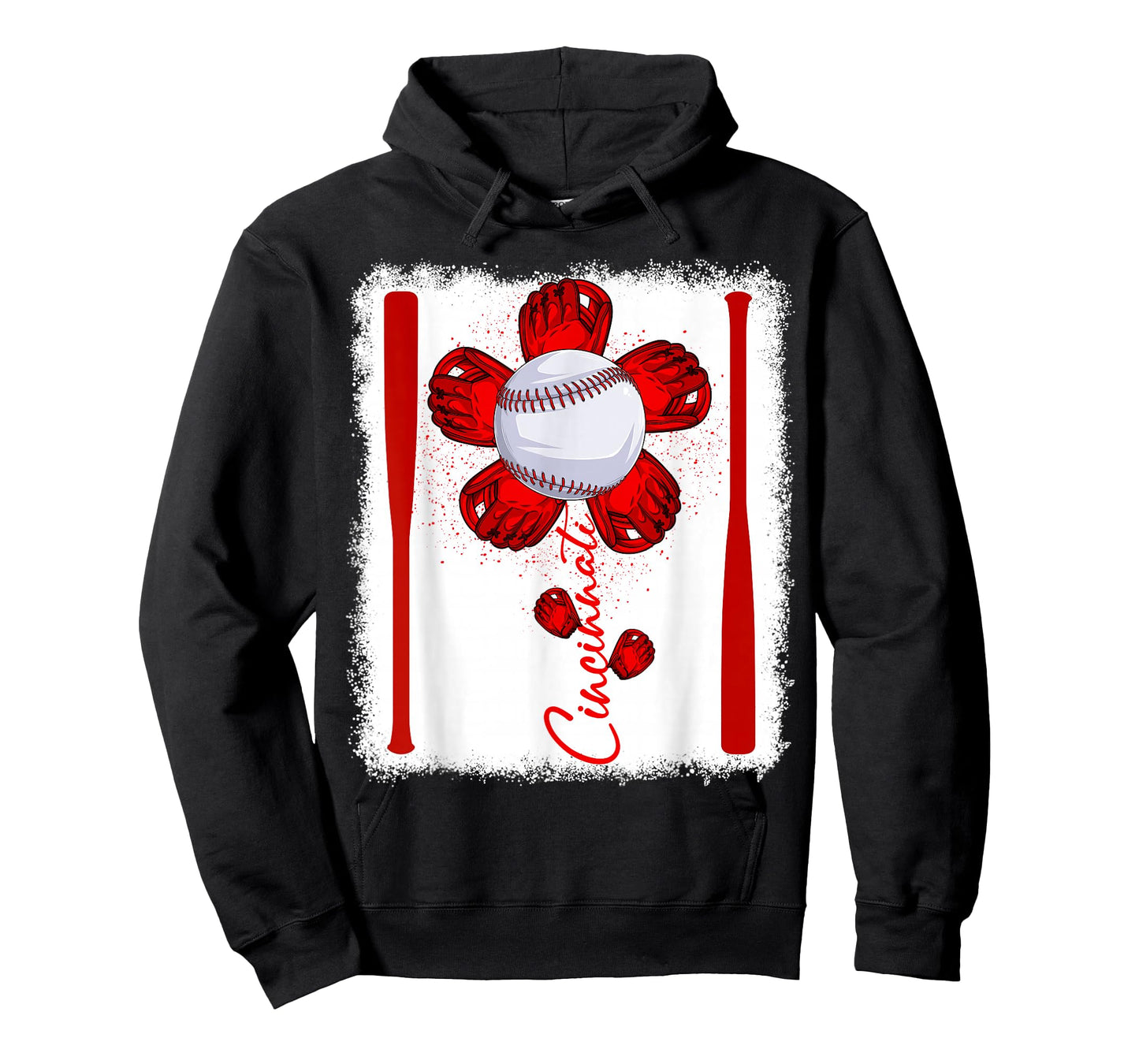 Cute Flower Cincinnati Retro Baseball Lover Game Day T-Shirt