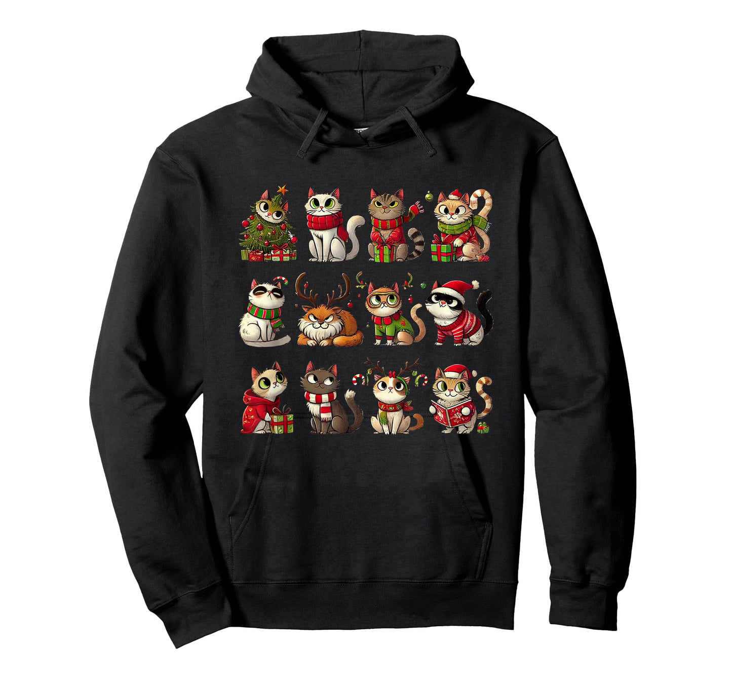Cat Christmas Shirt Reindeer Santa Xmas Holiday Men Women T-Shirt
