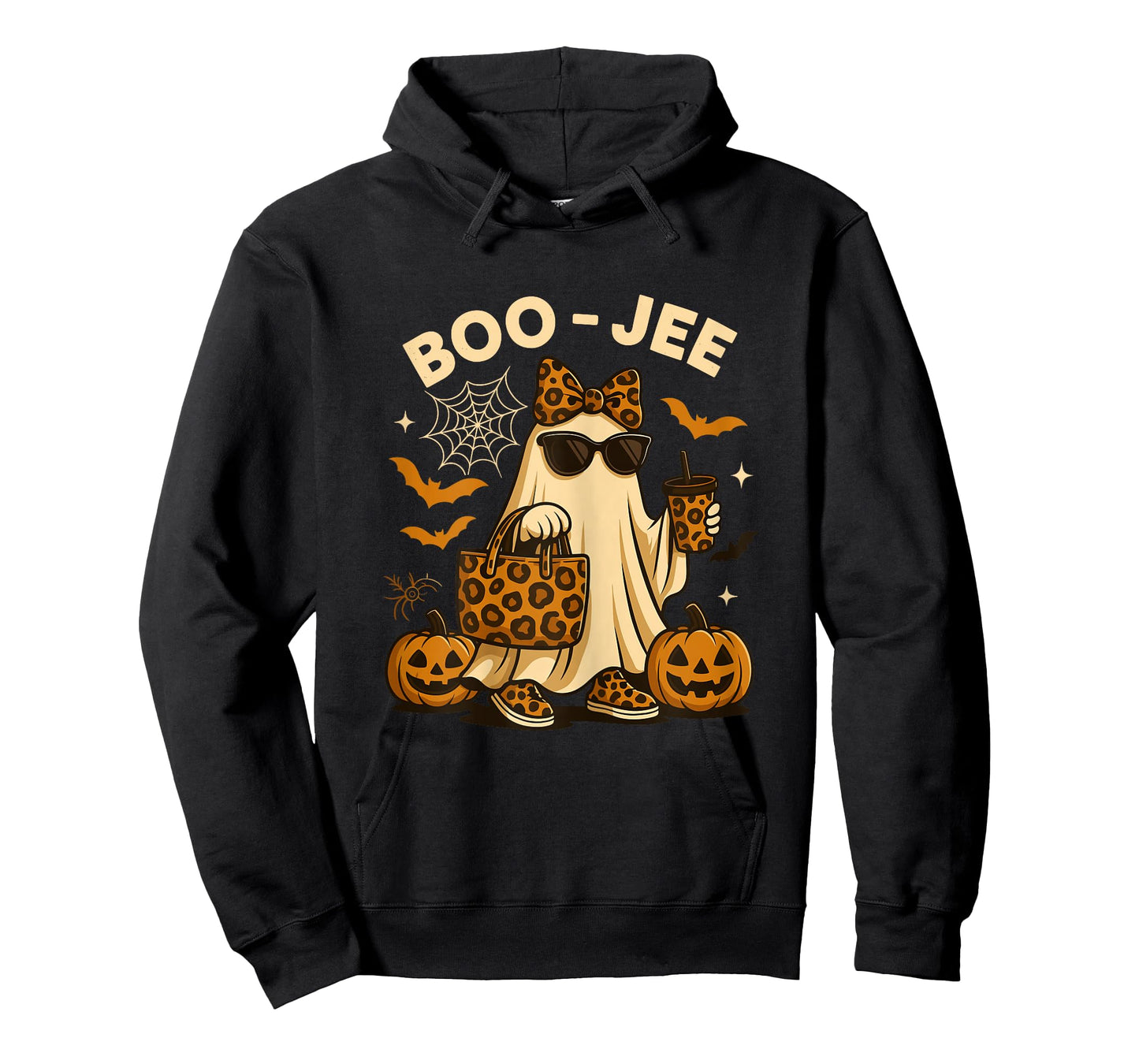 Halloween Shirts for Women Leopard Boo JEE Ghost with Coffee T-Shirt