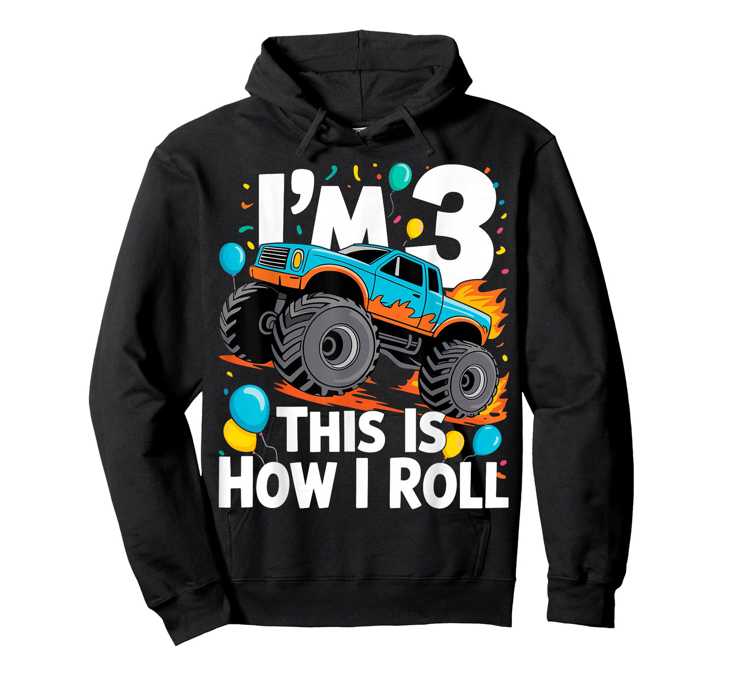 3 Year Old Monster Truck 3rd Birthday Boy Monster Truck T-Shirt
