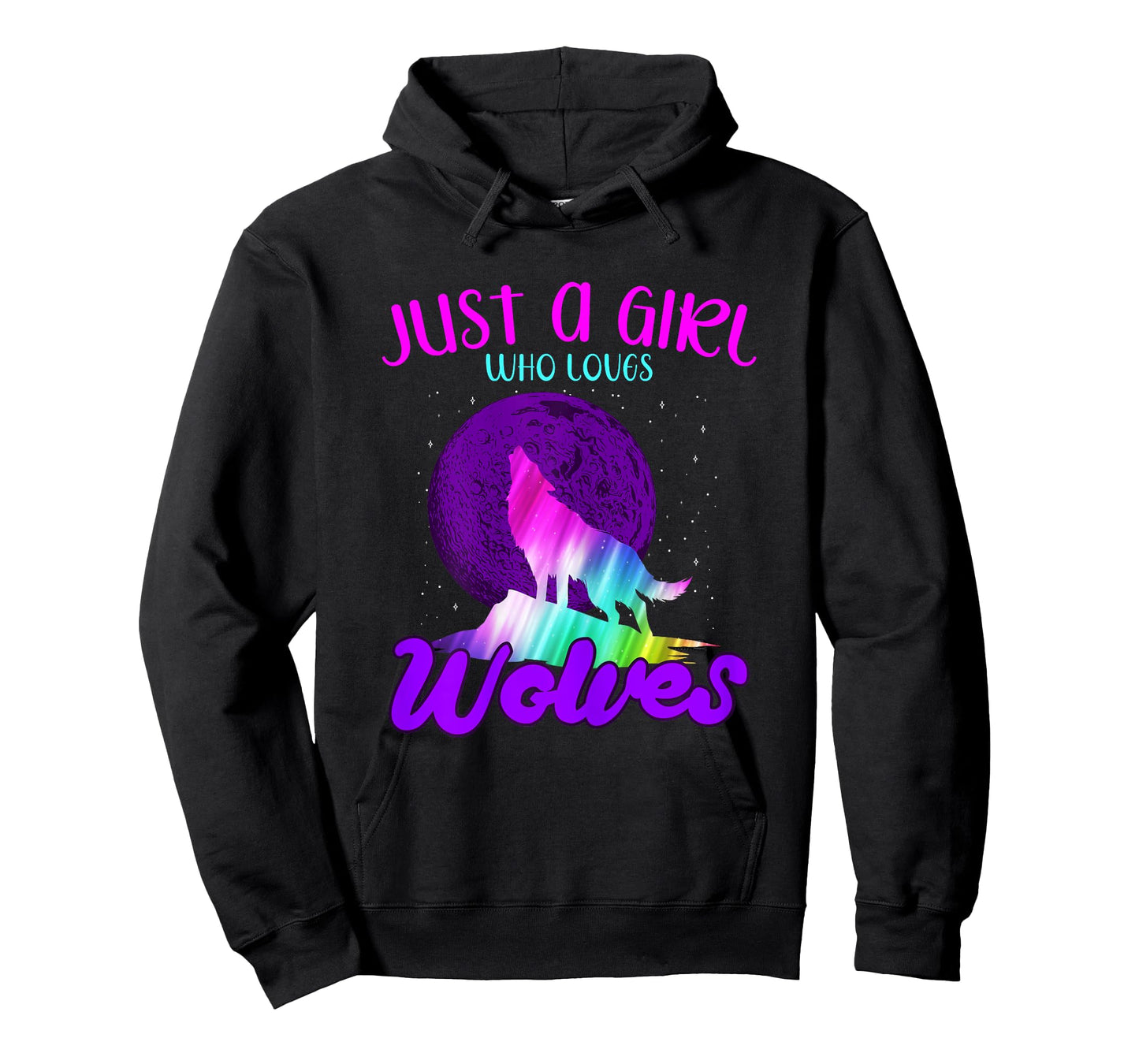 Just A Girl Who Loves Wolves Howling At Moon Colorful Wolf T-Shirt