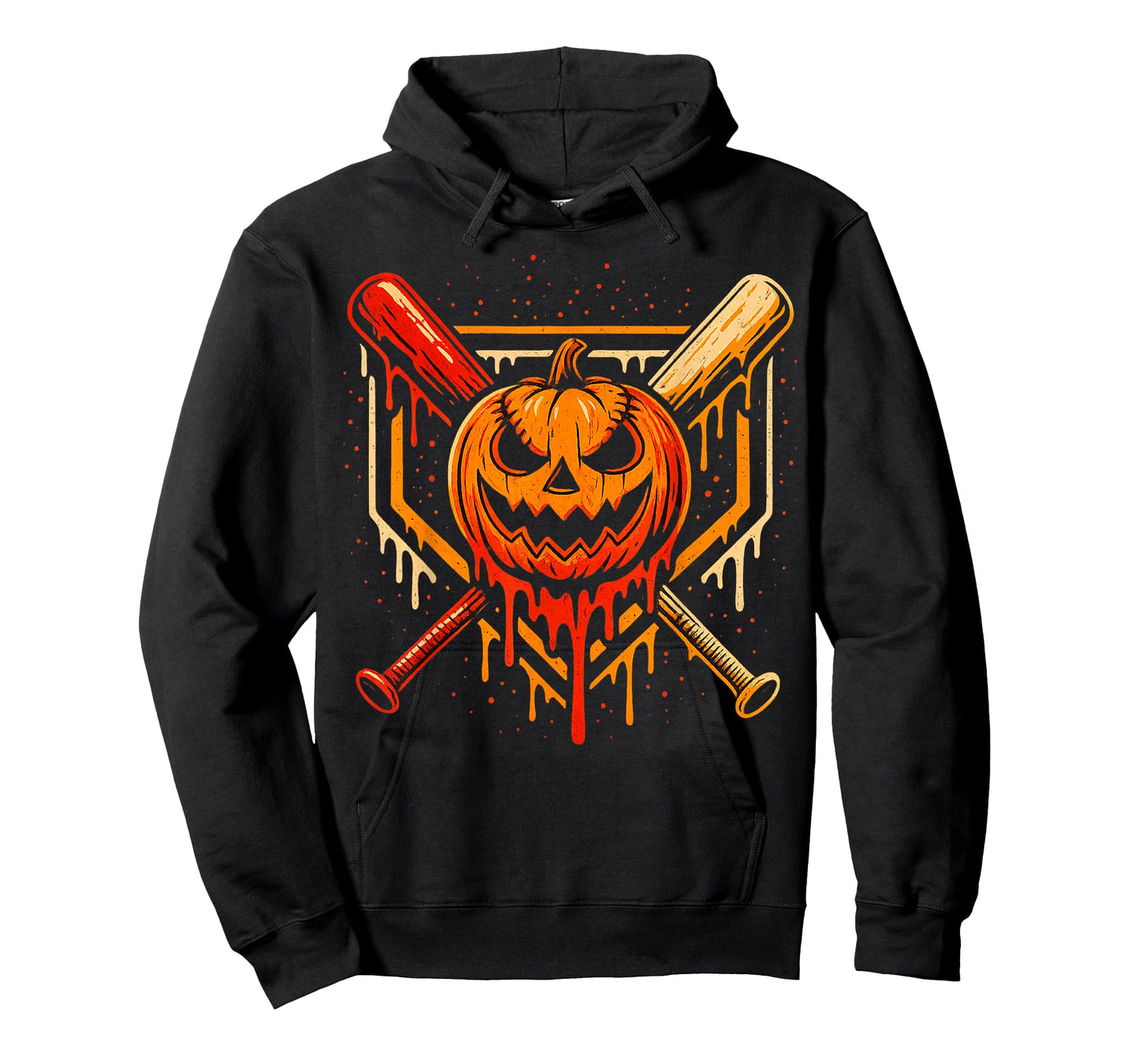 Pumpkin Halloween Baseball Ice Cream Drip Spooky Boys Youth T-Shirt
