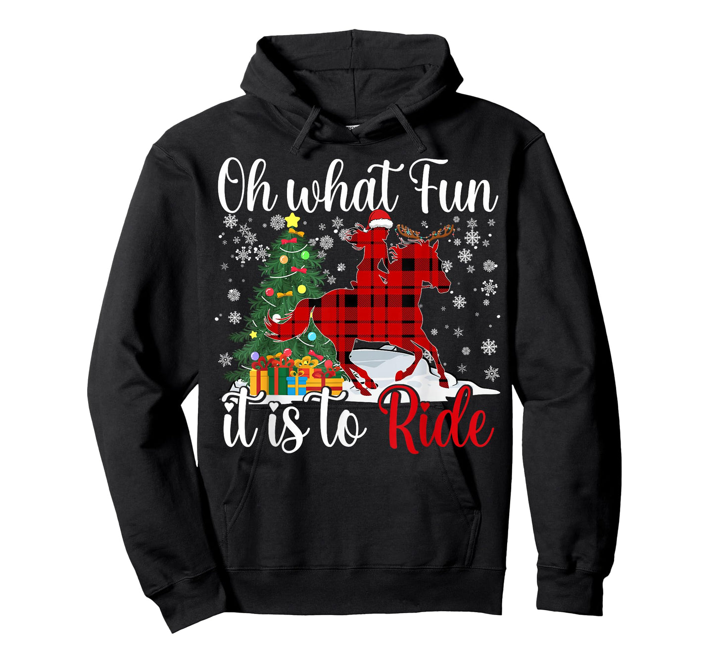 Horse Oh What Fun It Is To Ride Christmas Xmas Girls Women T-Shirt