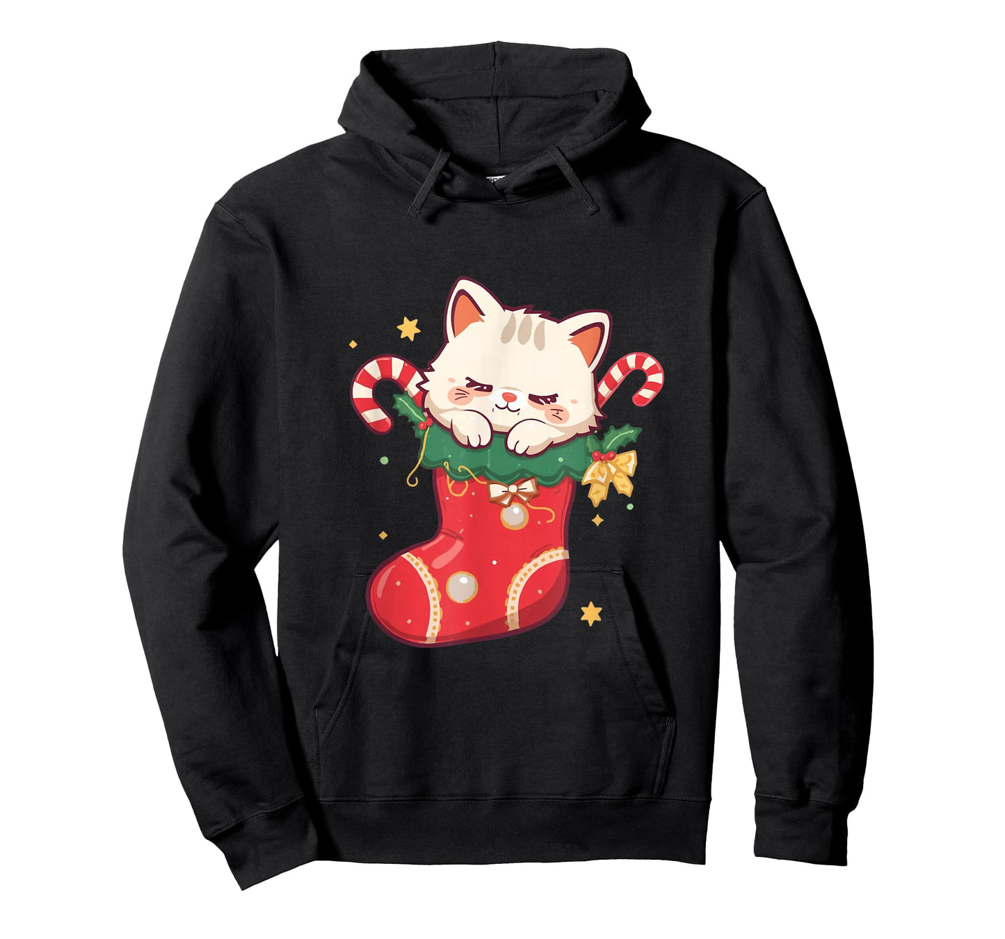 Cute Cat in Christmas Stocking Kawaii Anime Xmas Gift T-Shirt