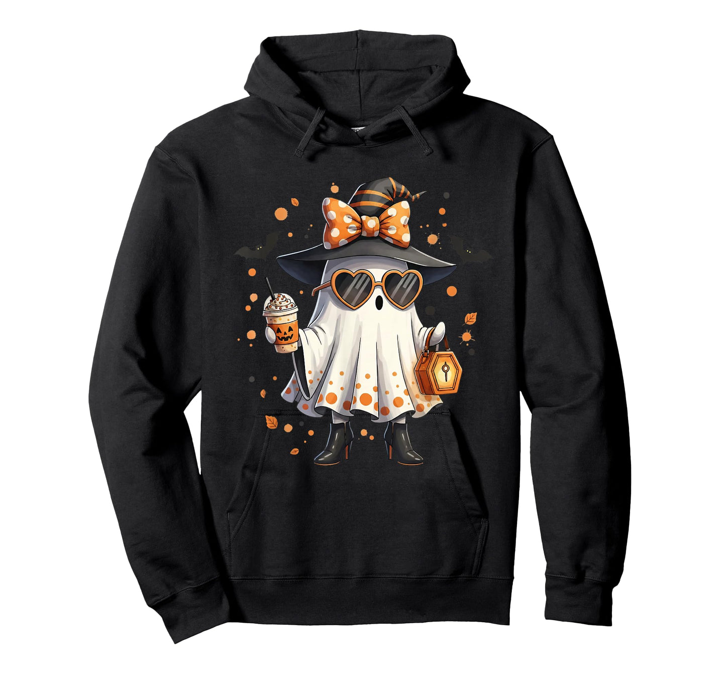 Cute Boujee Ghost Witch Hat Bow Halloween Coffee Fall Autumn T-Shirt