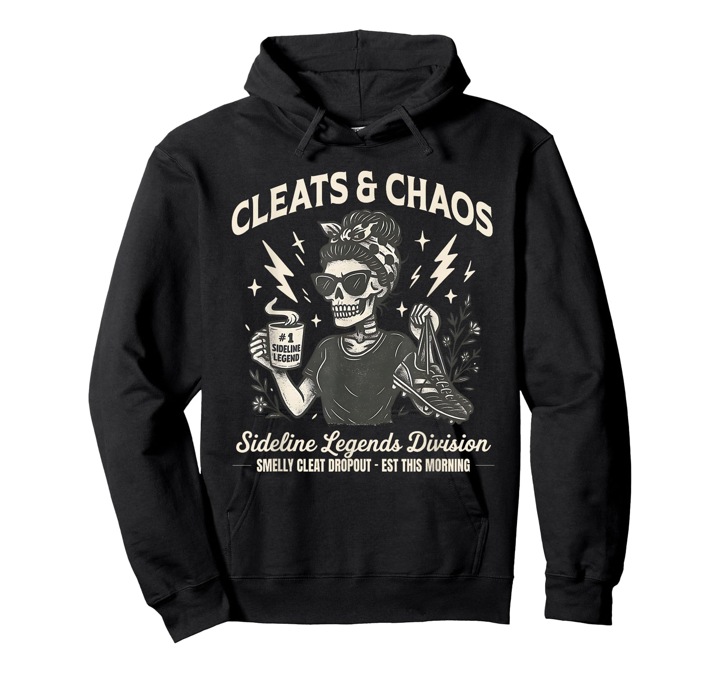 Cleats & Chaos Skeleton Soccer Mom, Funny Sideline Legends T-Shirt