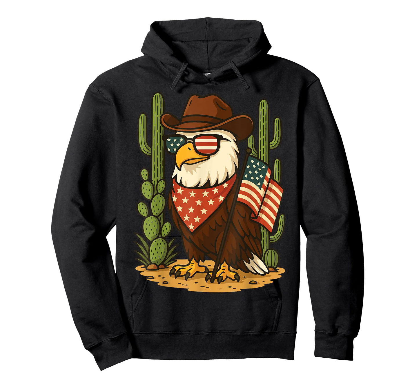 Bald Eagle Cowboy US Flag 4th Of July T-Shirt