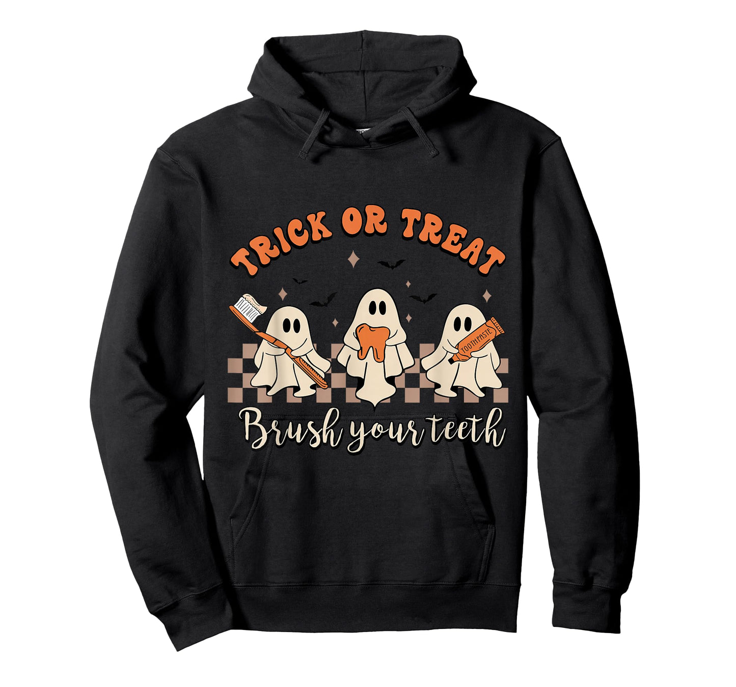 Trick Or Treat Brush Your Teeth Retro Halloween Cute Dentist T-Shirt