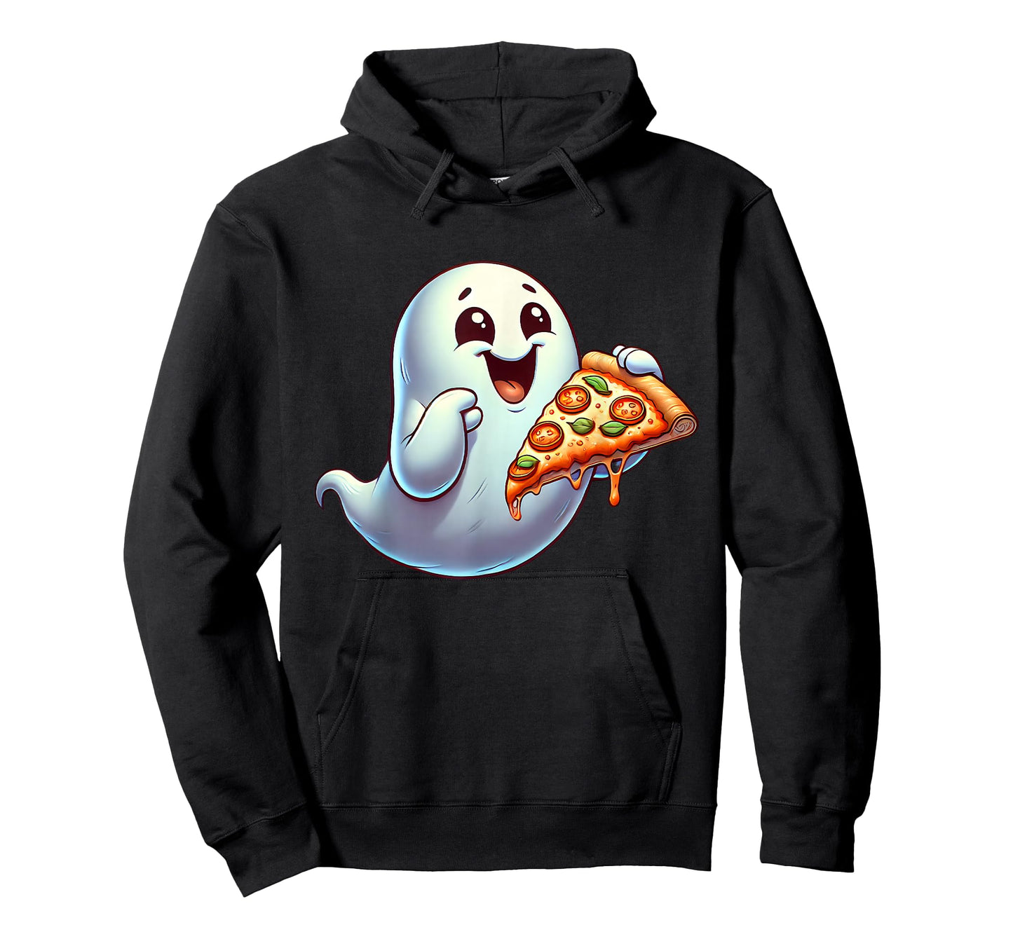 Ghost Eating Pizza Halloween Men Women Kids T-Shirt