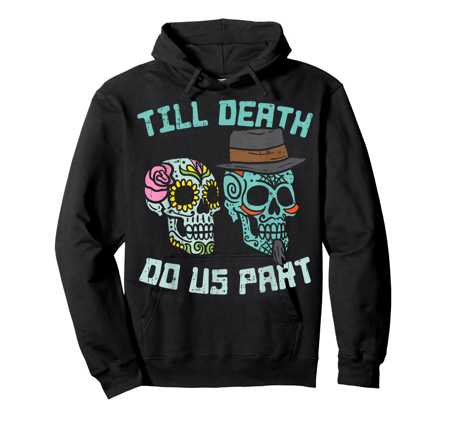 Till Death Do Us Part Sugar Skulls Funny Halloween Wedding T-Shirt