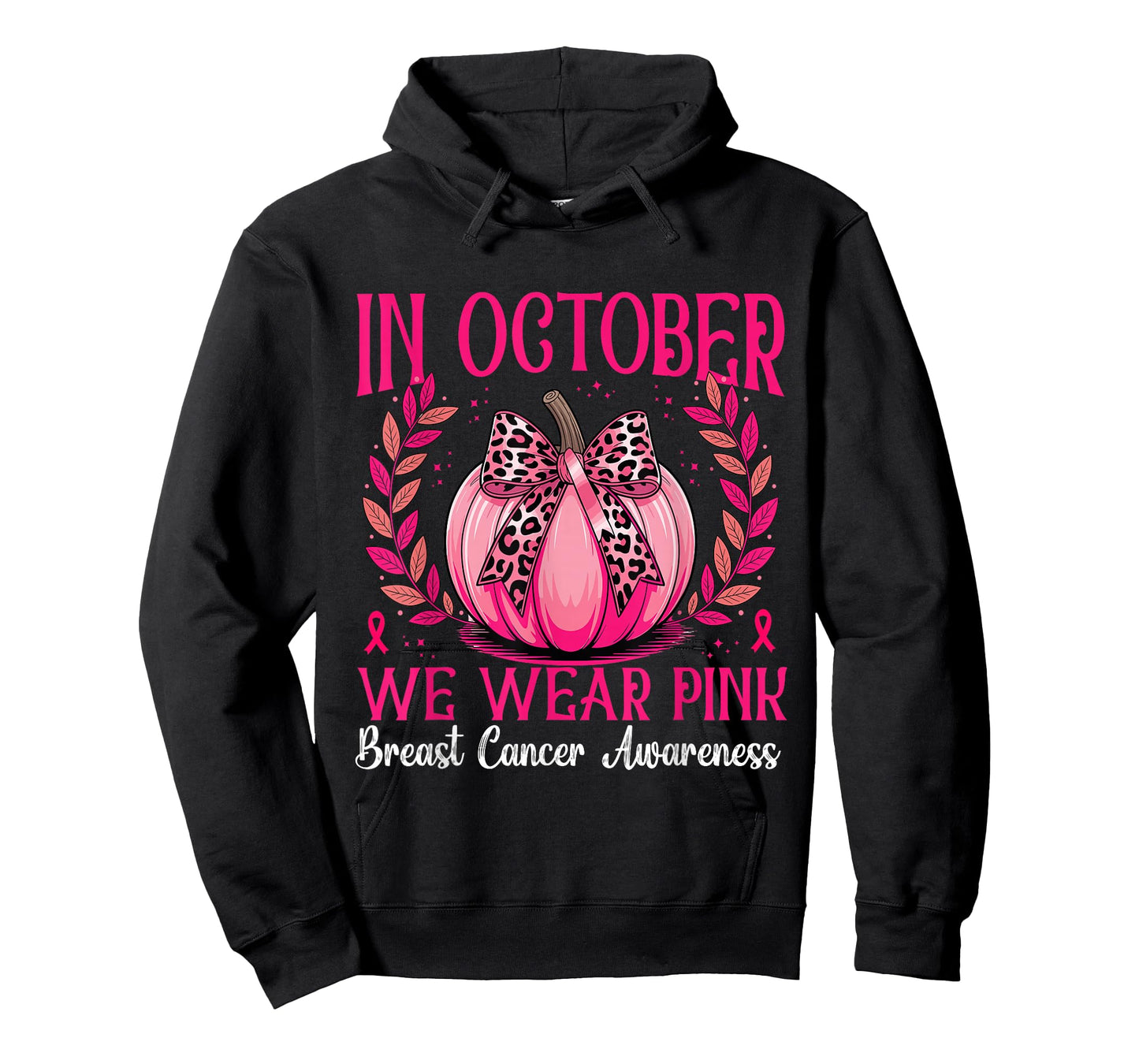 in October We Wear Pink Pumkin Witch Breast Cancer Awareness T-Shirt