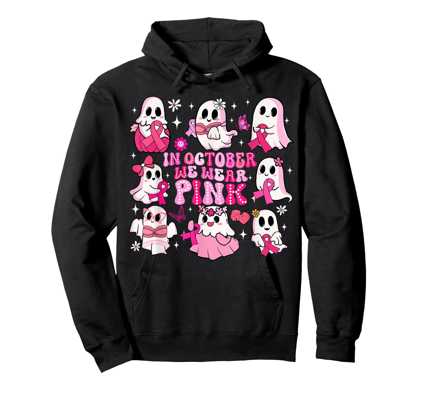 In October We Wear Pink Funny Ghost Breast Cancer Awareness T-Shirt