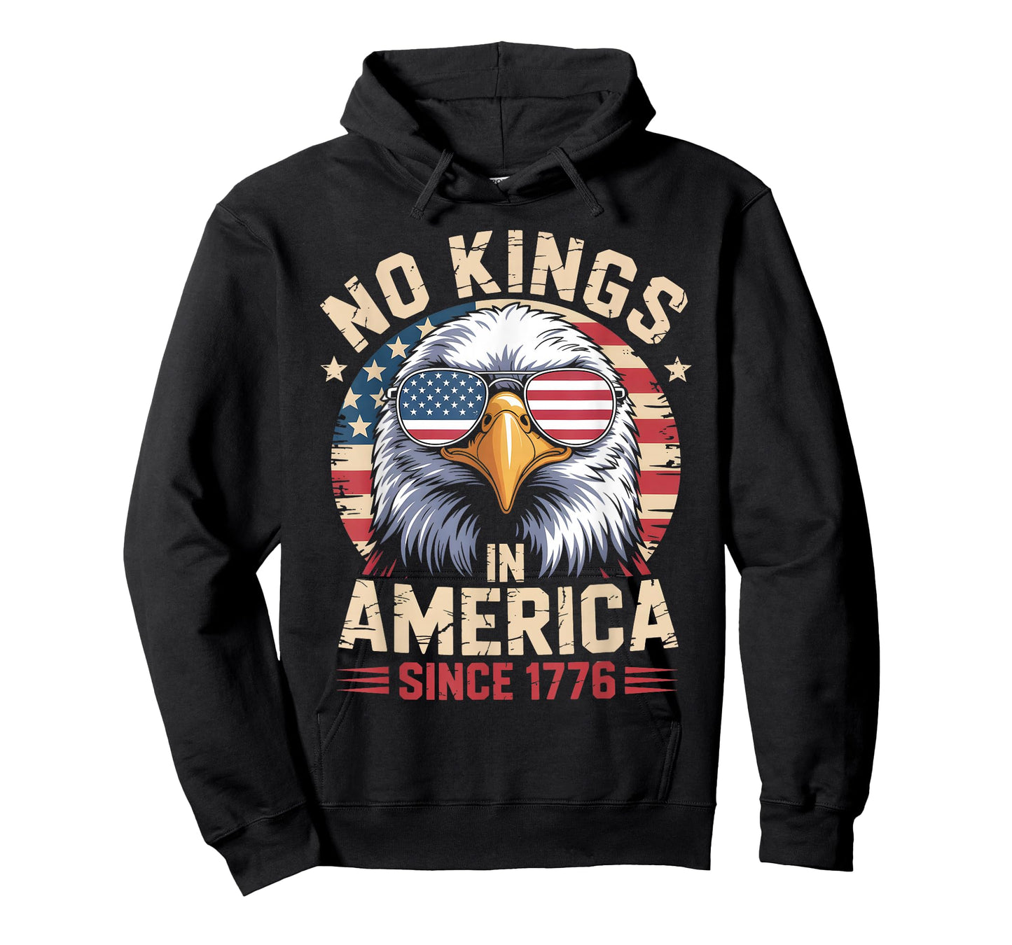 No Kings in America Since 1776, Patriotic Eagle Sunglasses T-Shirt