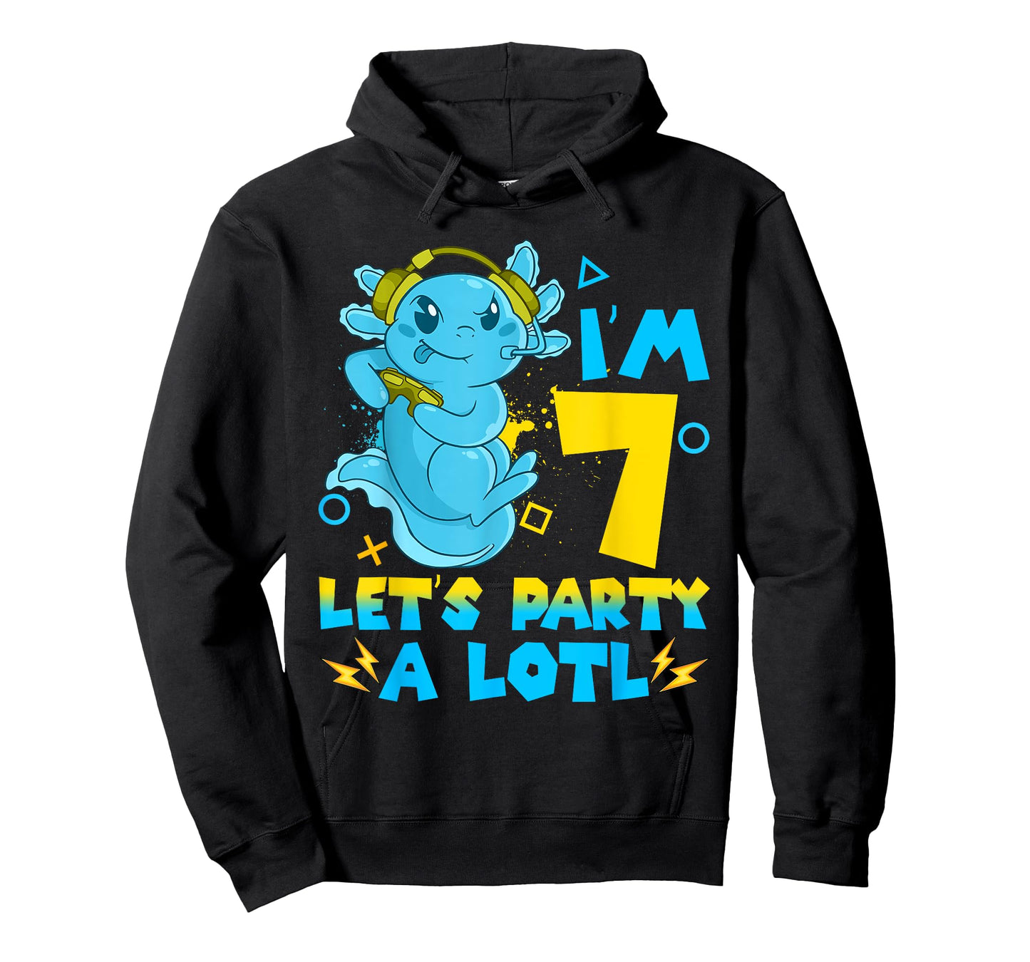 7th Birthday cute Axolotl 7 Year Old Boys Girls Video Gamer T-Shirt