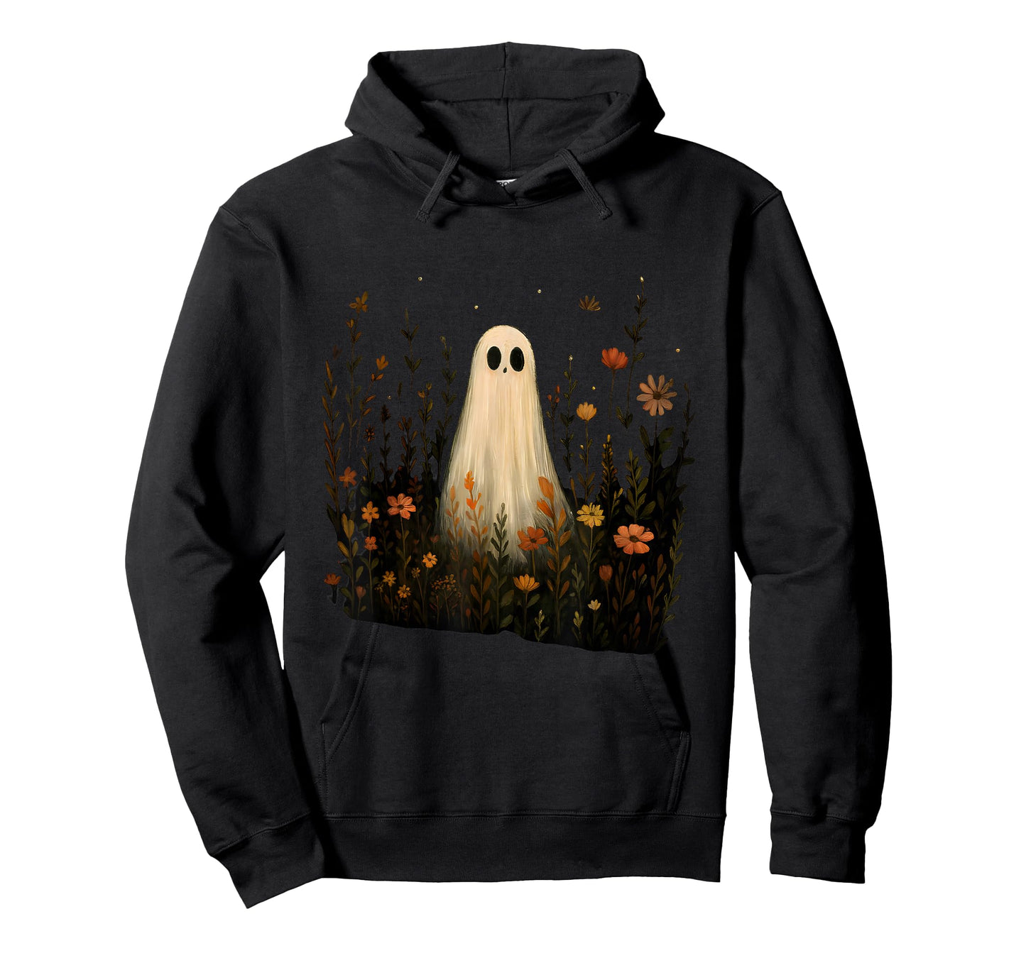 Ghost on a Flower Meadow Halloween Fall Design T-Shirt