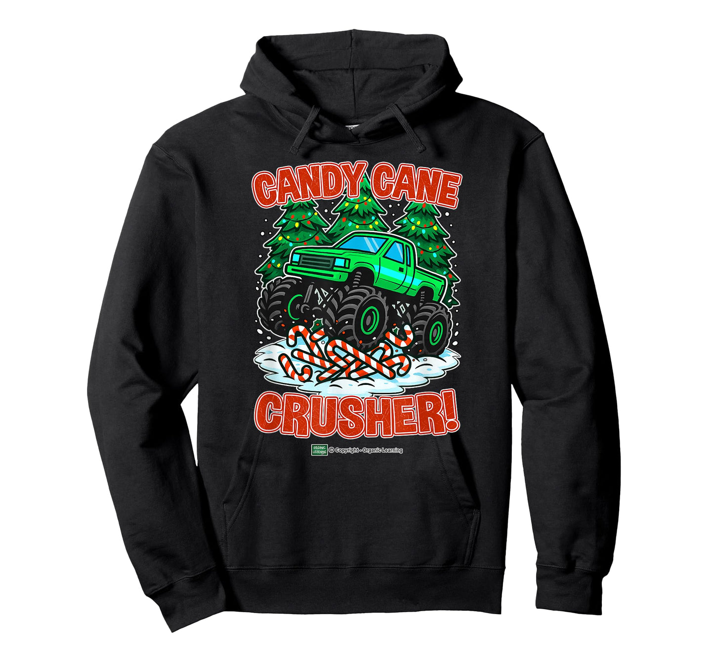 Kids Christmas Candy Cane Crusher Monster Truck for Toddlers T-Shirt