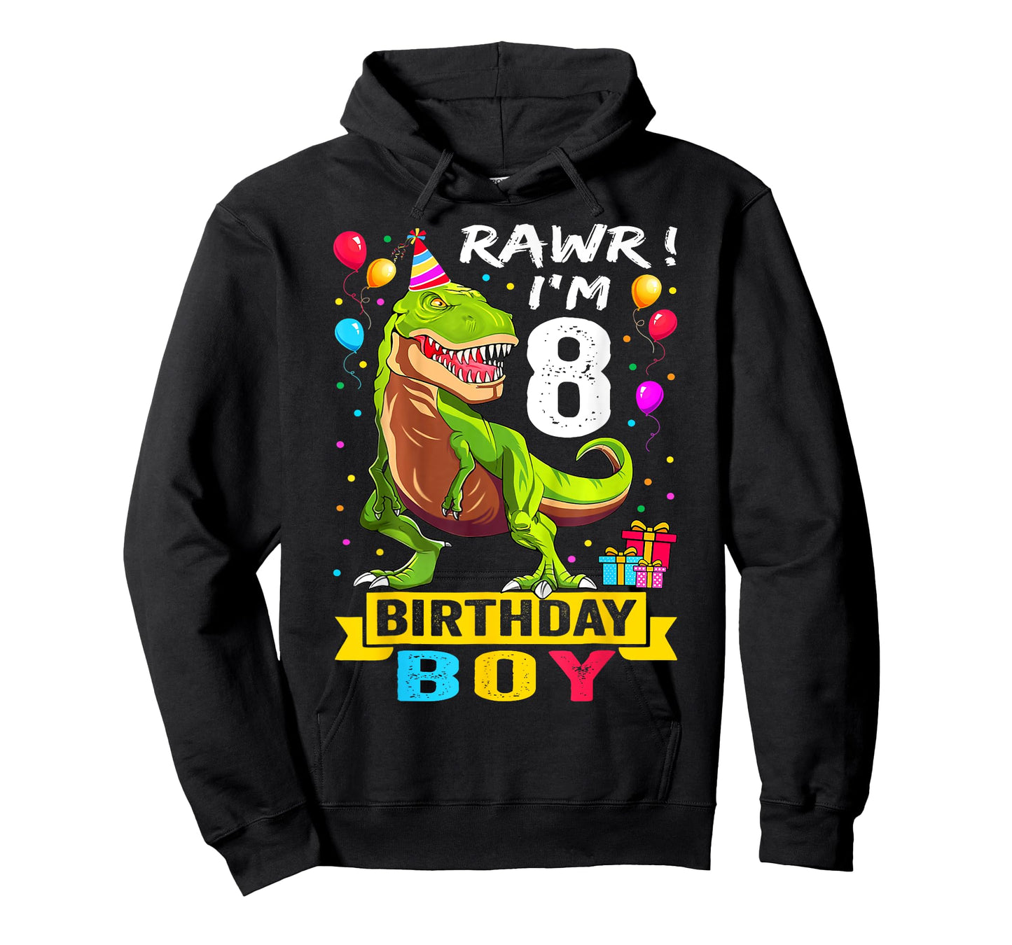 Kids 8 Year Old Shirt 8th Birthday Boy T Rex Dinosaur T-Shirt