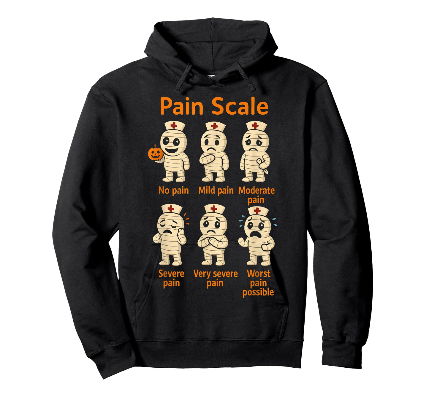 Pain Scale Cute Nurse Mummy Halloween Trauma Funny Nurse T-Shirt