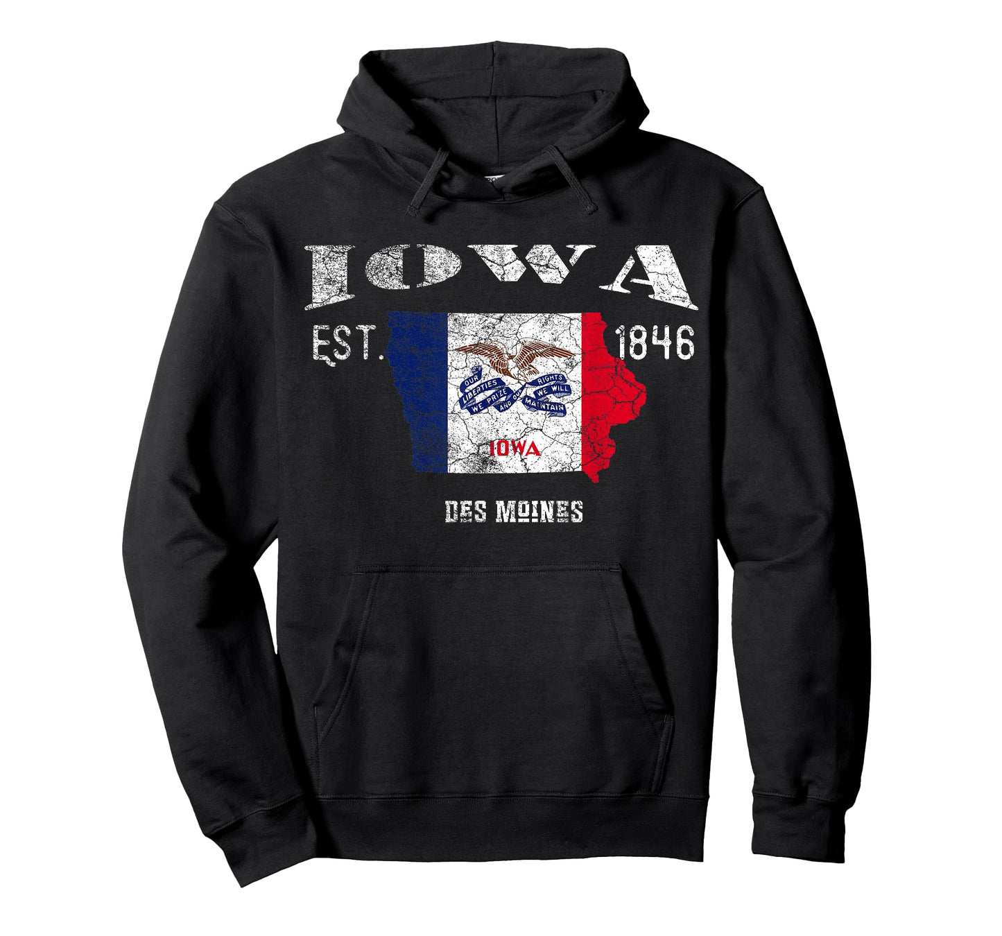 Vintage Iowa US State Flag and Map, Des Moines Tee T-Shirt