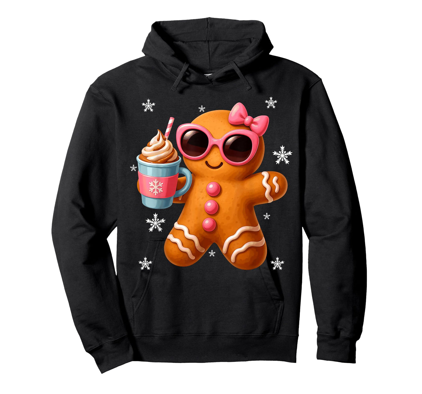 Gingerbread Drinking Hot Chocolate Merry Christmas Girls T-Shirt