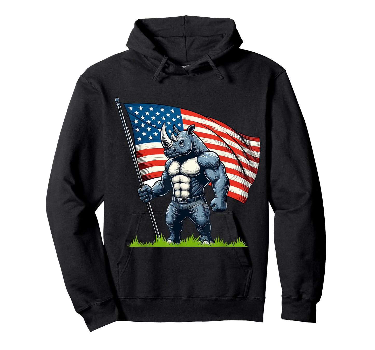 Patriotic Rhino with American Flag For Rhino Lovers Patriots T-Shirt