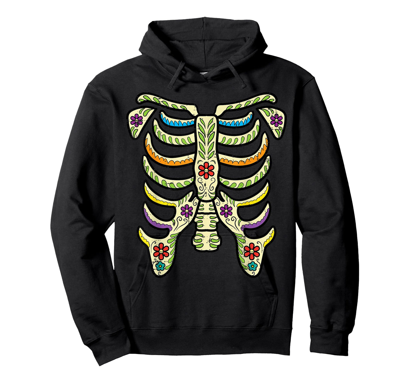 Sugar Skull Skeleton Rib Halloween Costume Day Of The Dead T-Shirt