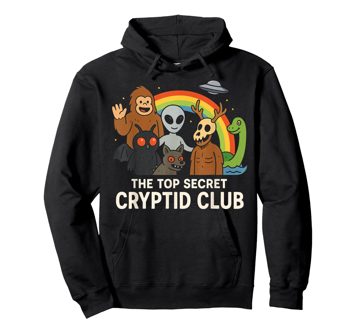 Top Secret Cryptid Club With Mothman Wendigo Nessie Bigfoot T-Shirt