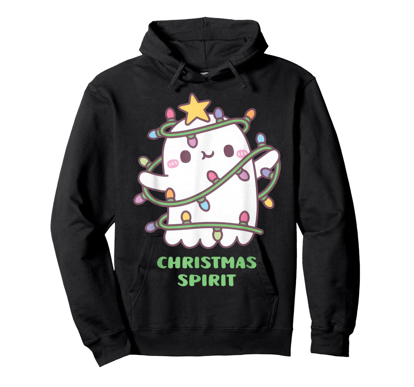 Funny Christmas Spirit, Cute Ghost With Christmas Lights Kid T-Shirt