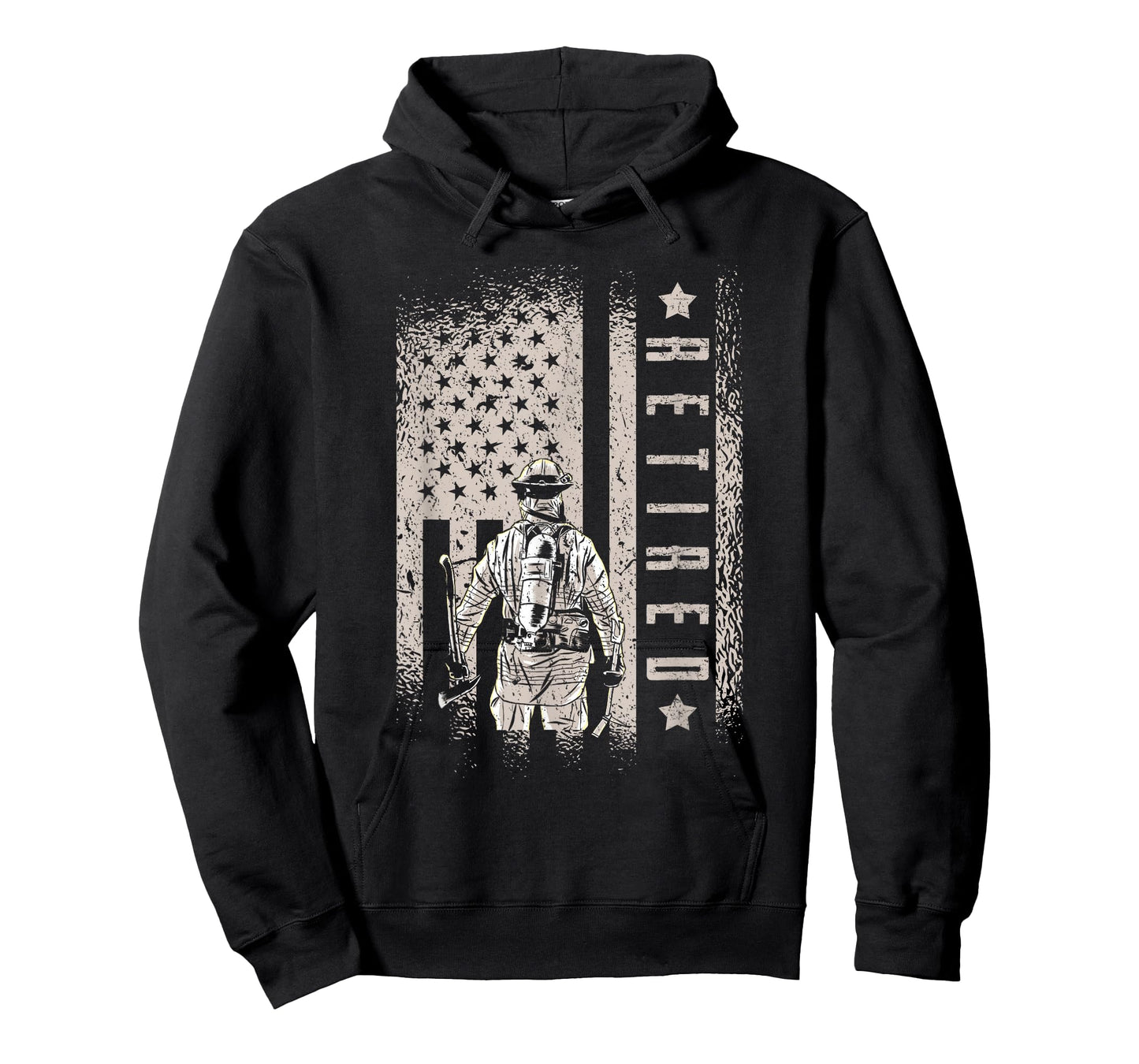 Retired Firefighter Fireman Axe American Flag T-Shirt