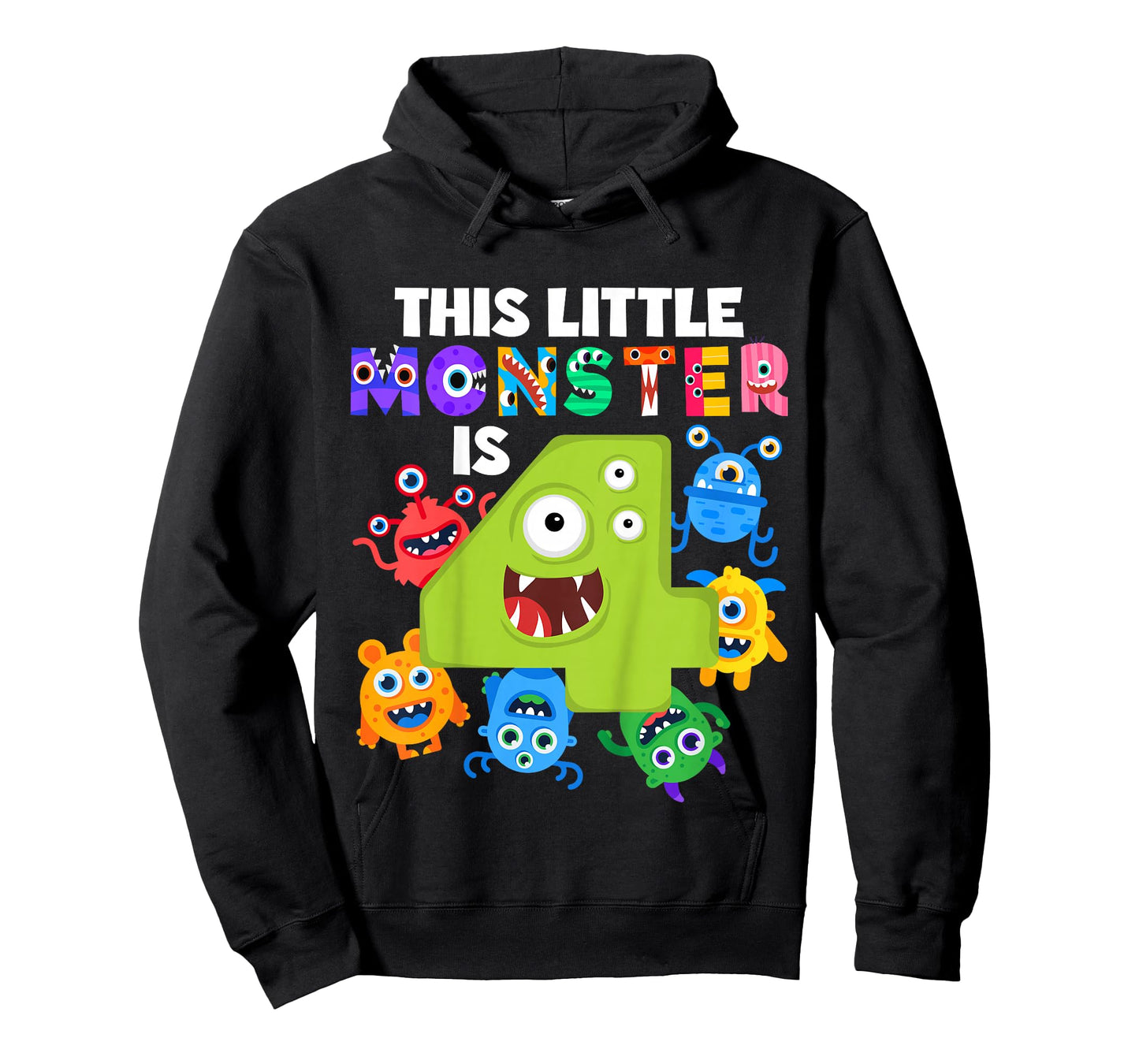 This Little Monster is 4 Four Years 4th Birthday Party Alein T-Shirt