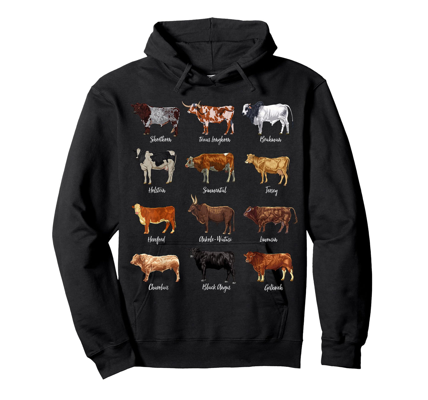 Cattle Drawings - Types of Cows T-Shirt