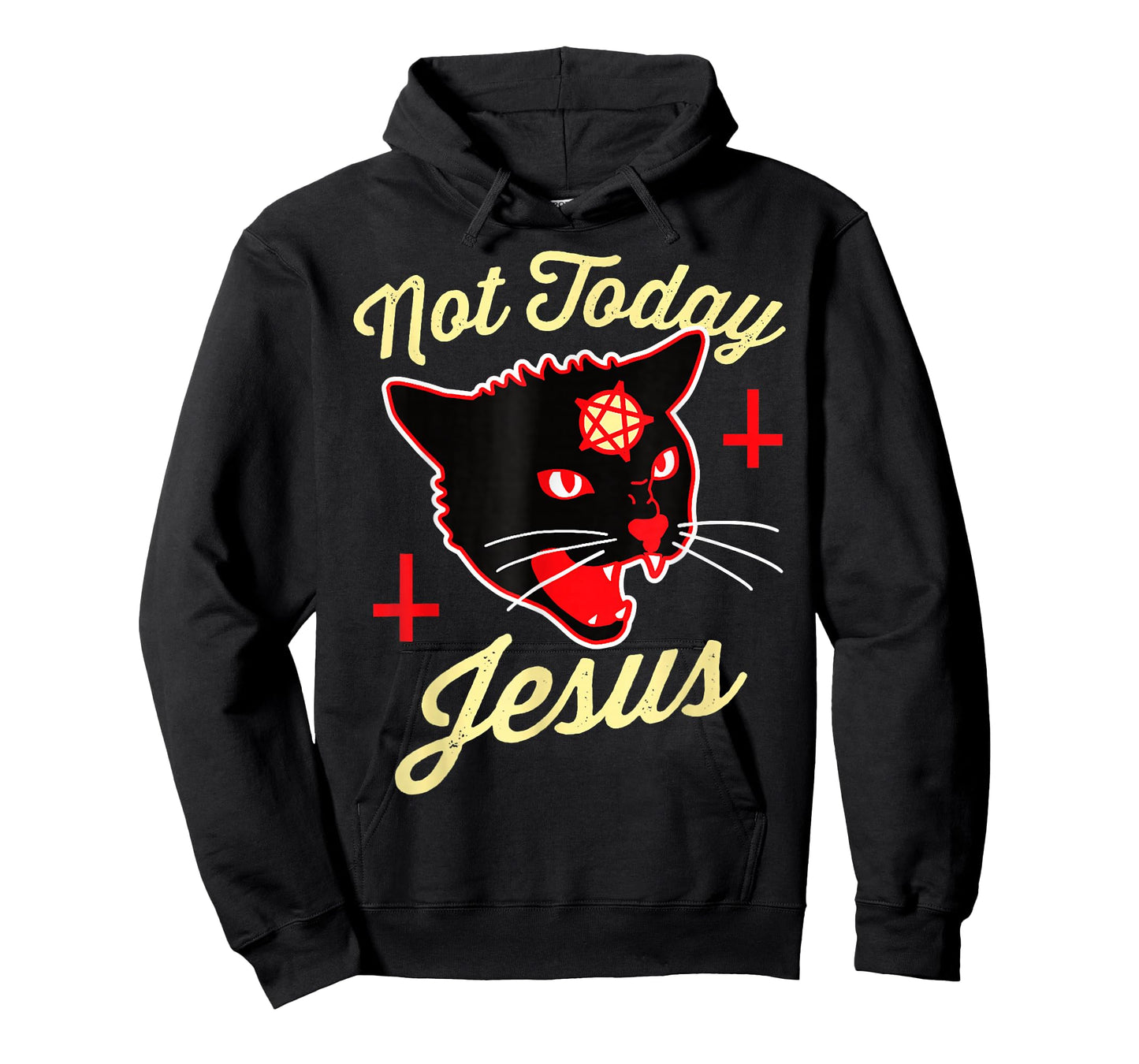 Not Today Jesus Hail Satan Satanic Cat Death Metal Halloween T-Shirt