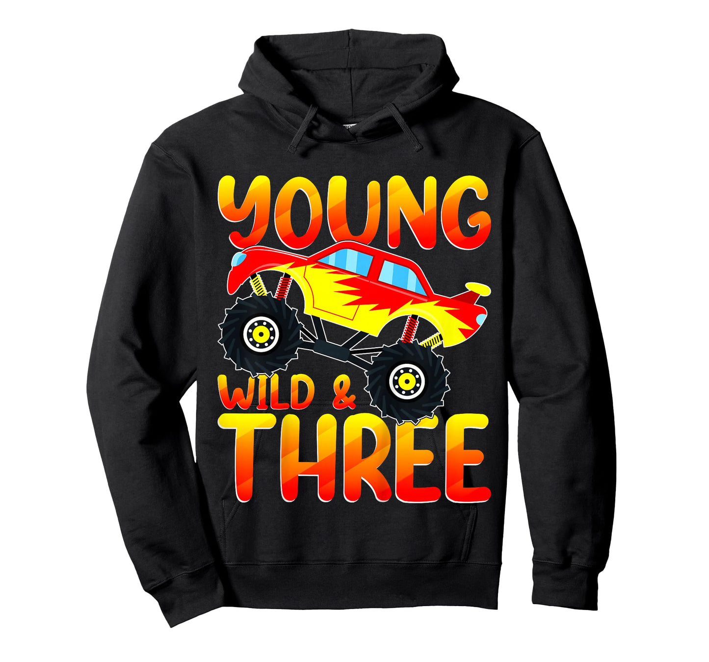 Young Wild And Three Monster Truck 3rd Birthday Kids T-Shirt