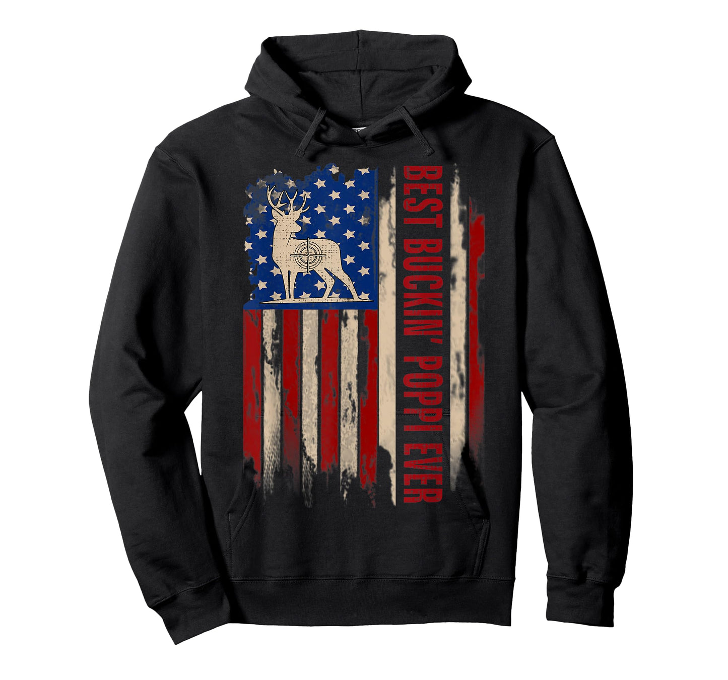 Best Buckin' Poppi Ever American USA Flag Deer Hunting Gift T-Shirt