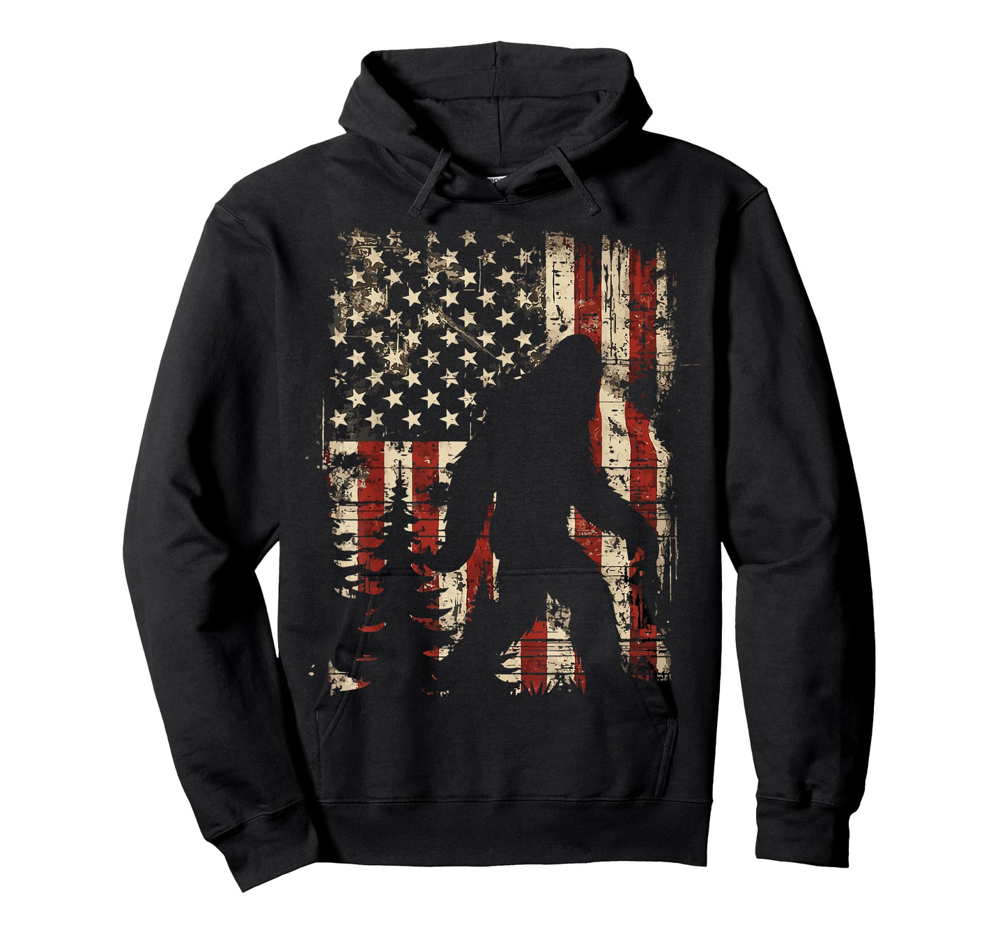Bigfoot Sasquatch America Flag Patriotic Men Women Kids T-Shirt