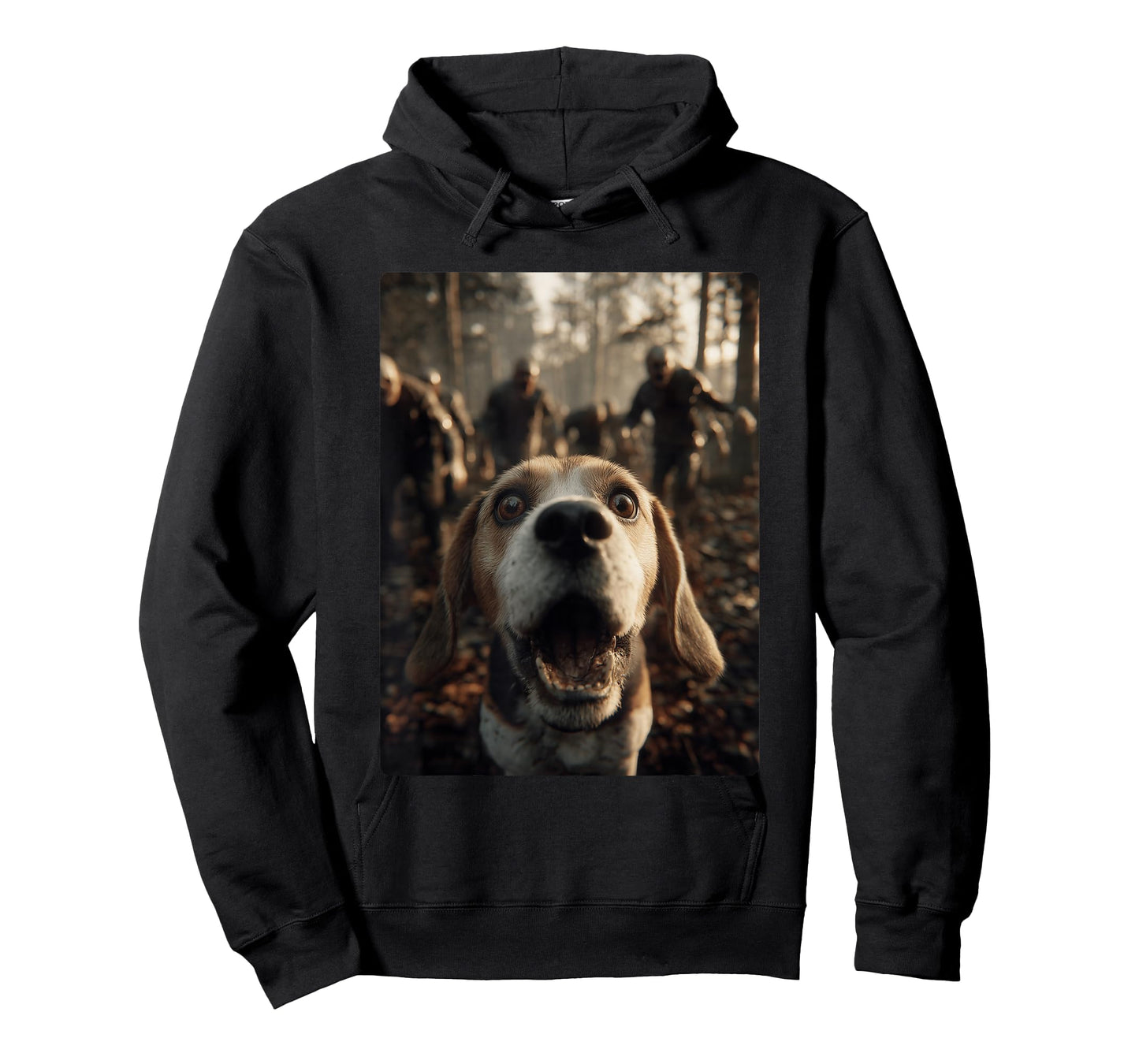 Funny Beagle Selfie with Zombies Creepy Forest Halloween Dog T-Shirt