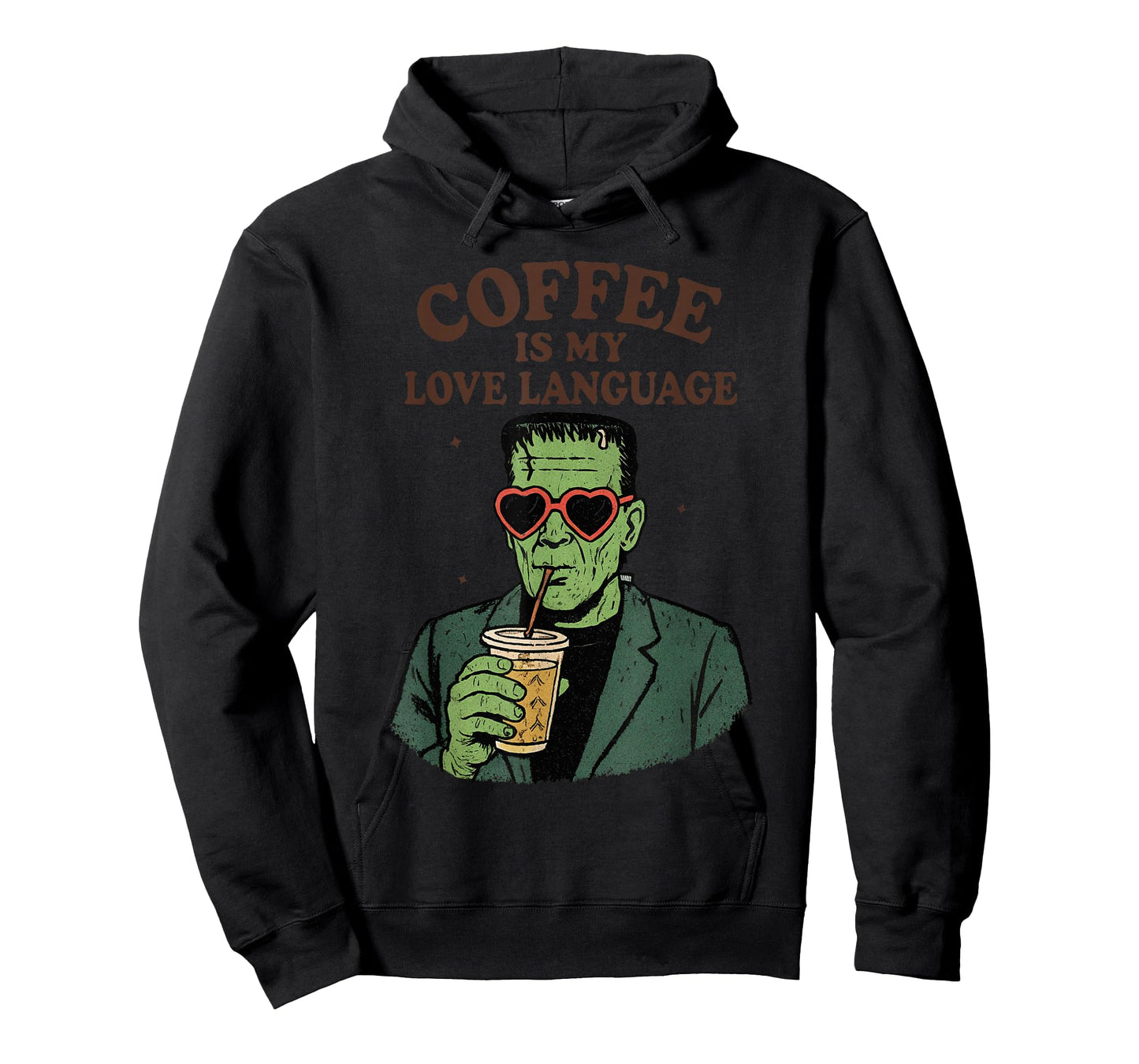 Funny Frankenstein Monster Lover Coffee is My Love Language T-Shirt
