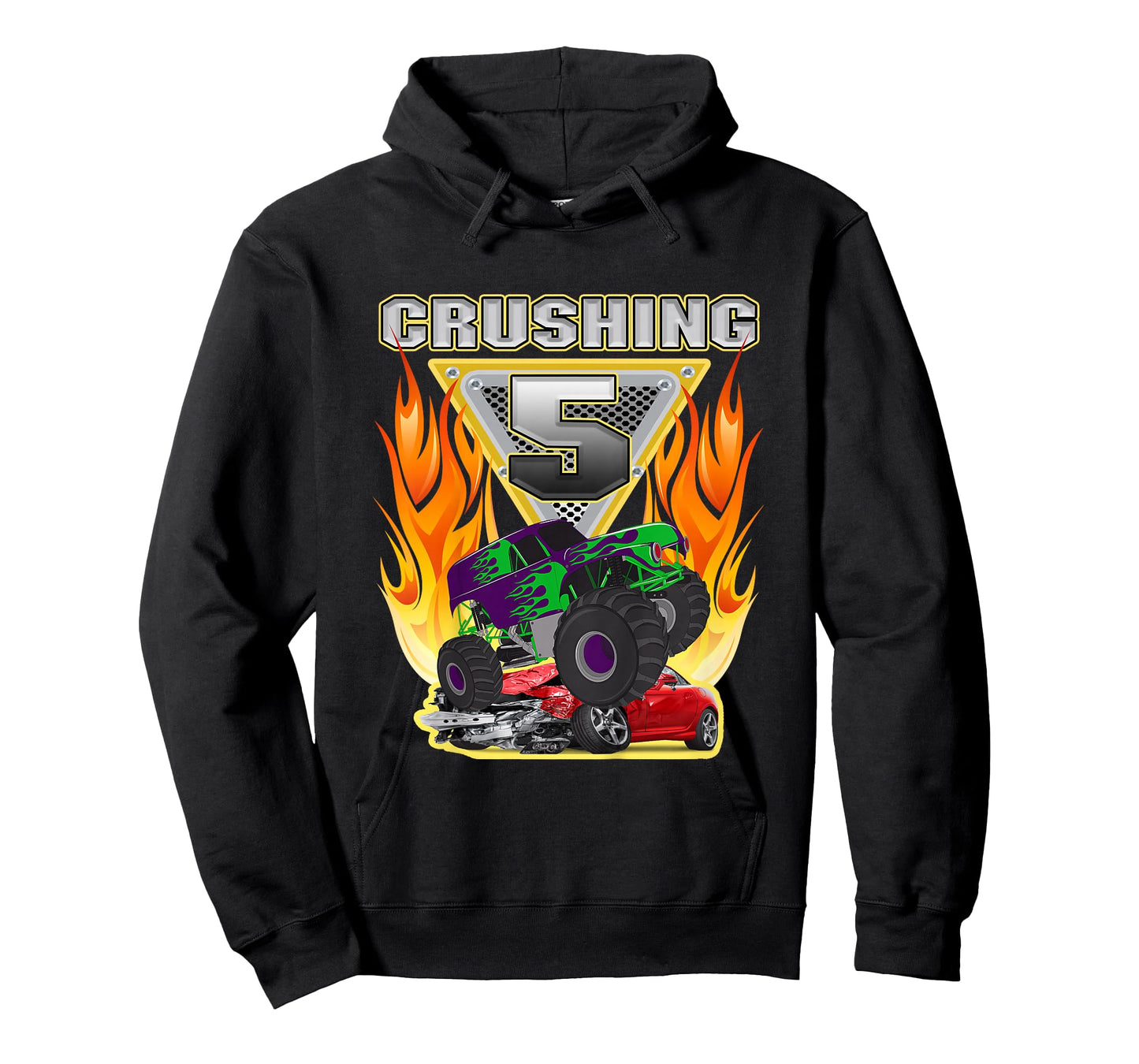 Monster Truck Crushing being 5 Five Years Old 5th Birthday T-Shirt