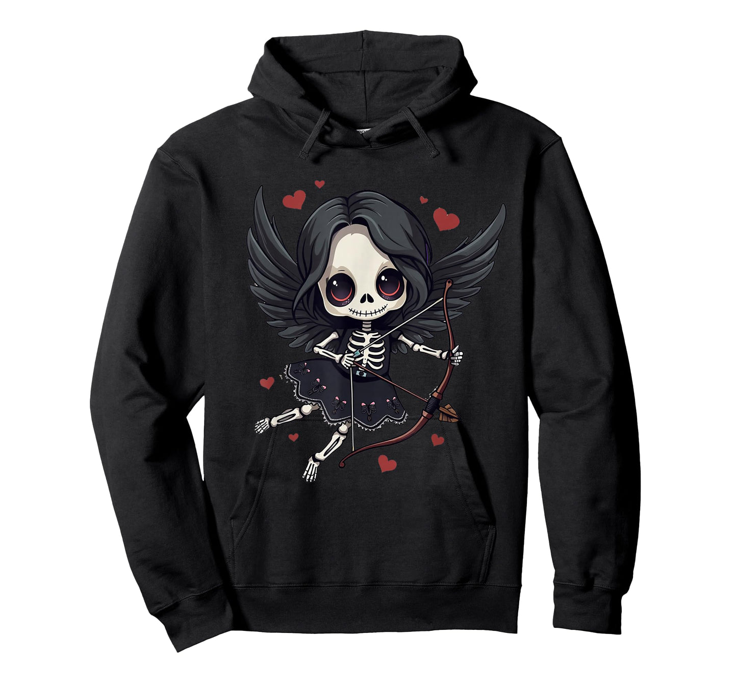 Gothic Anime Skeleton Cupid – Dark Valentine Kawaii Design T-Shirt