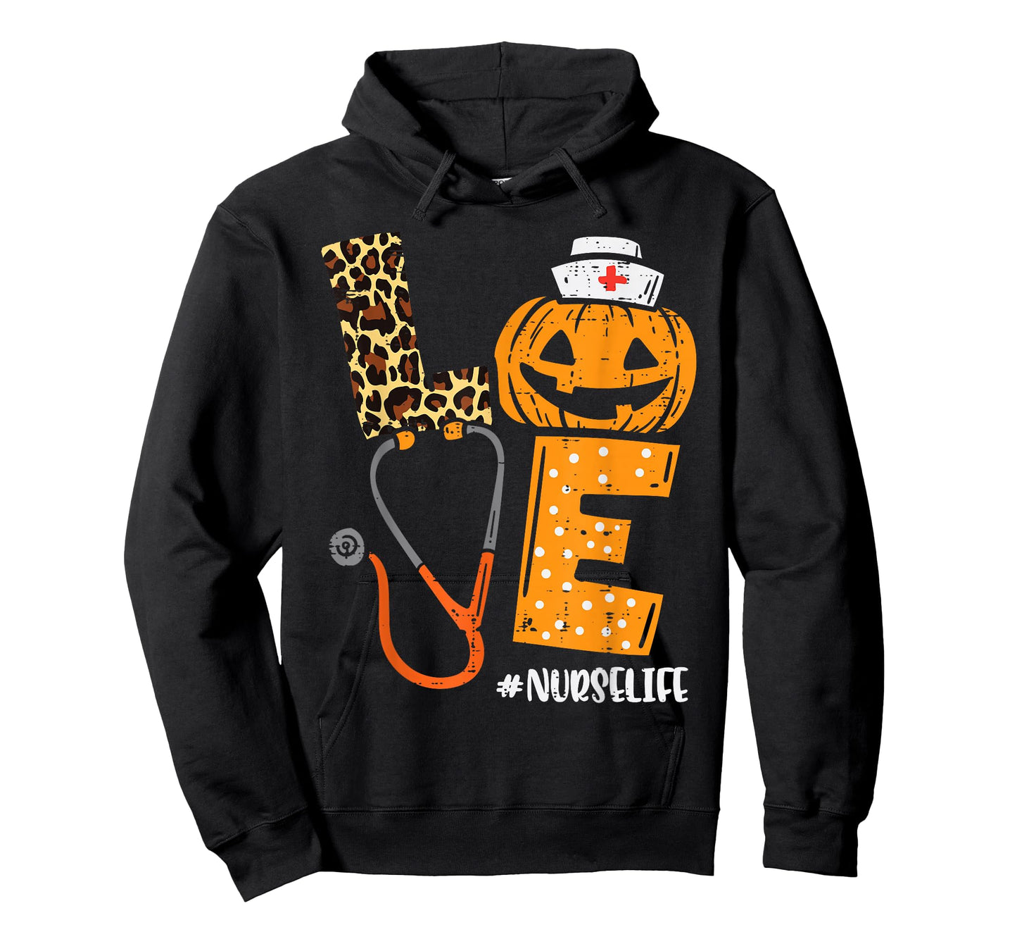 Love Nurse Pumpkin Leopard Fall Halloween Thanksgiving Women T-Shirt