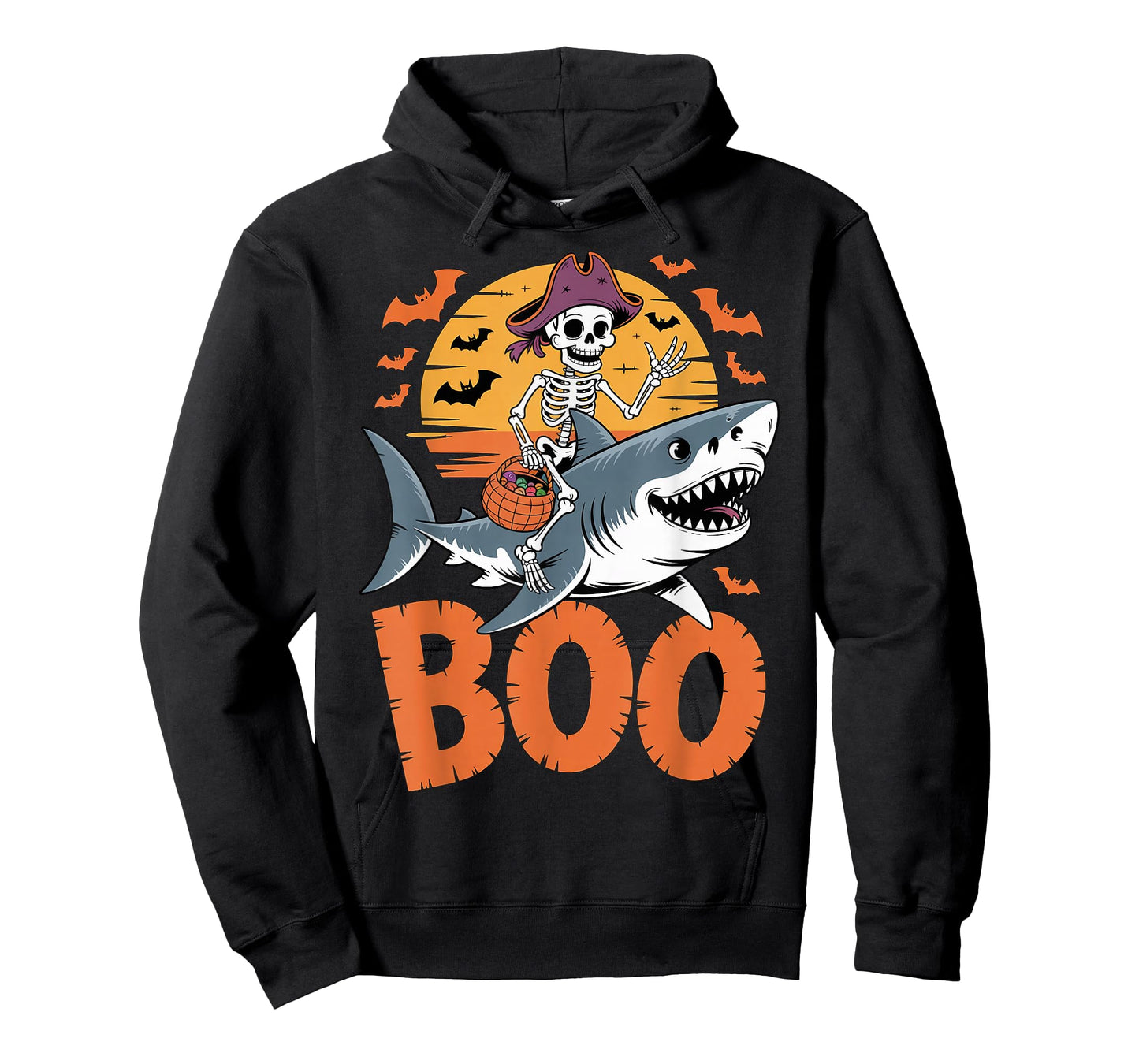 Spooky Shark Costume on Boo Great White Shark Halloween T-Shirt