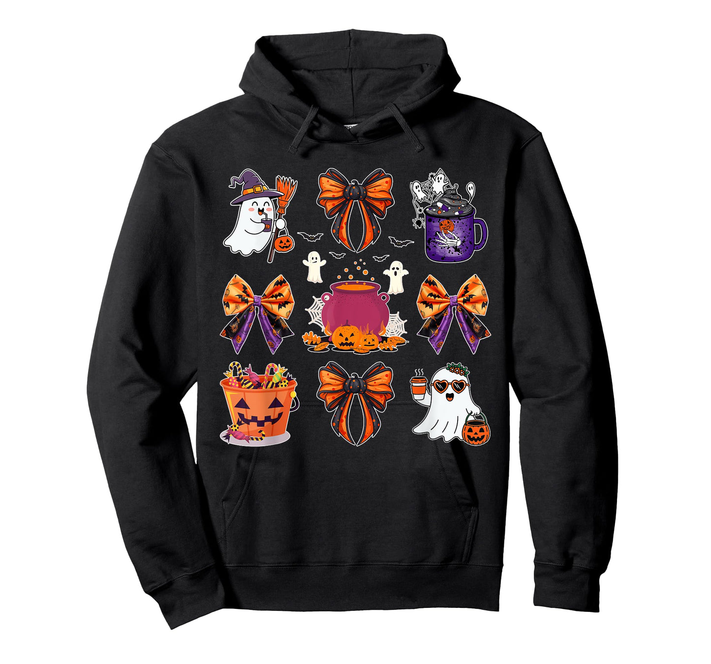 Ghost Boo Candy Buckets Pumpkin Spice Halloween Coquette Bow T-Shirt