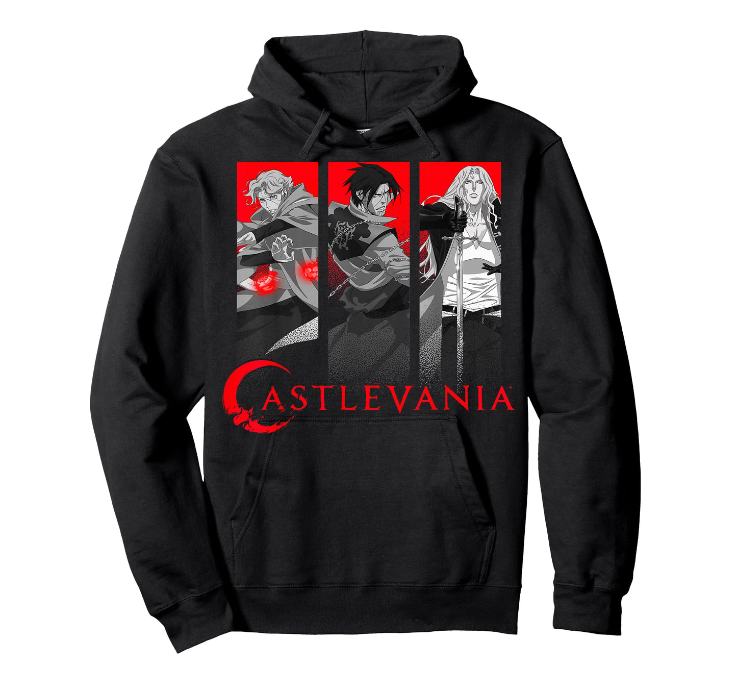 Castlevania Netflix T-Shirt, Men's Unisex Black Short Sleeve Crew Neck Classic Fit T-Shirt, Anime Themed Applique T-Shirt, Size Small